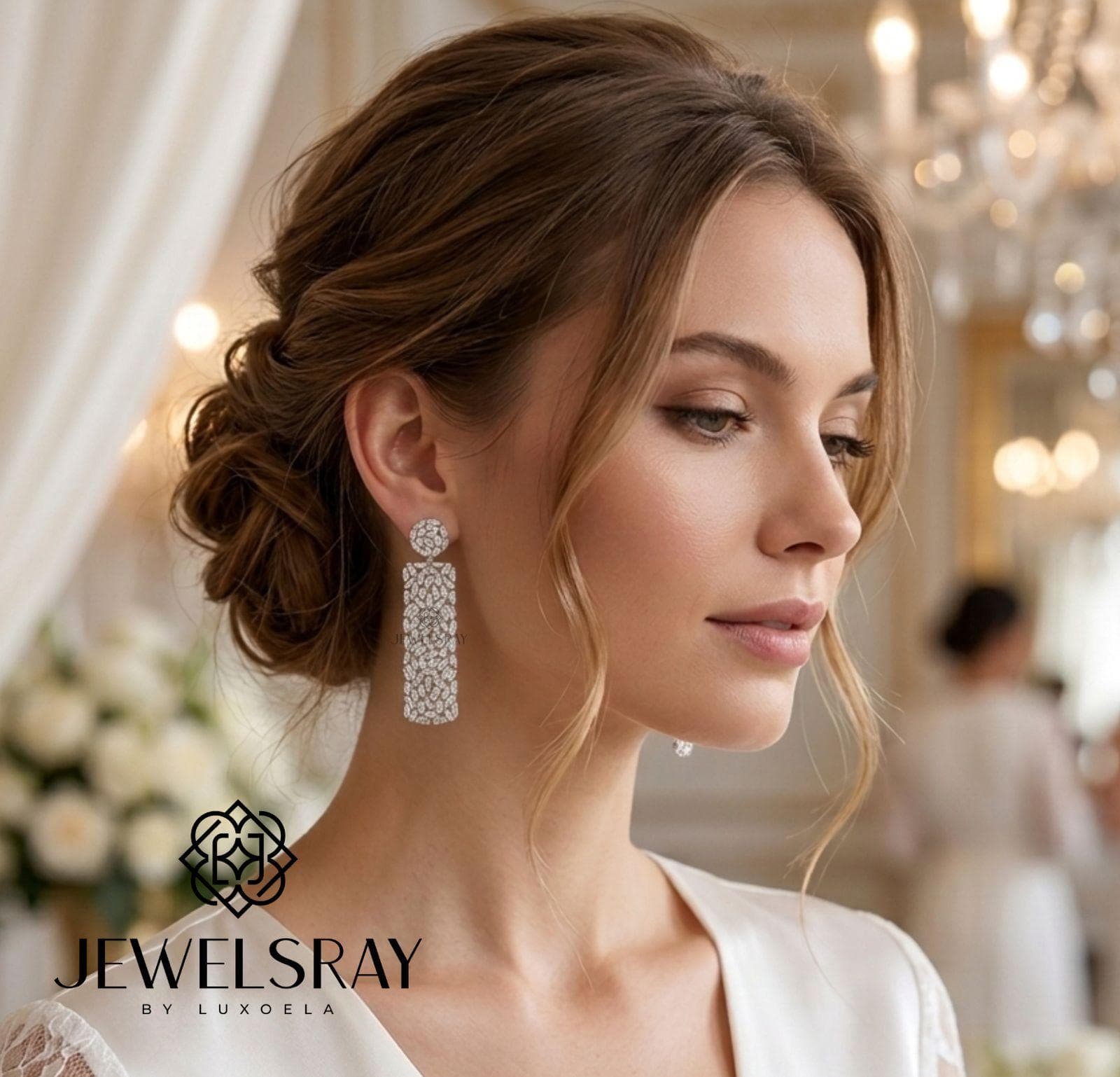 Anting Pesta Jeonju Earrings Perhiasan Tunangan Lamaran Kawin Fancy Wedding Elegant Engagement Married Bridal Jewelsray CZ Luxoela