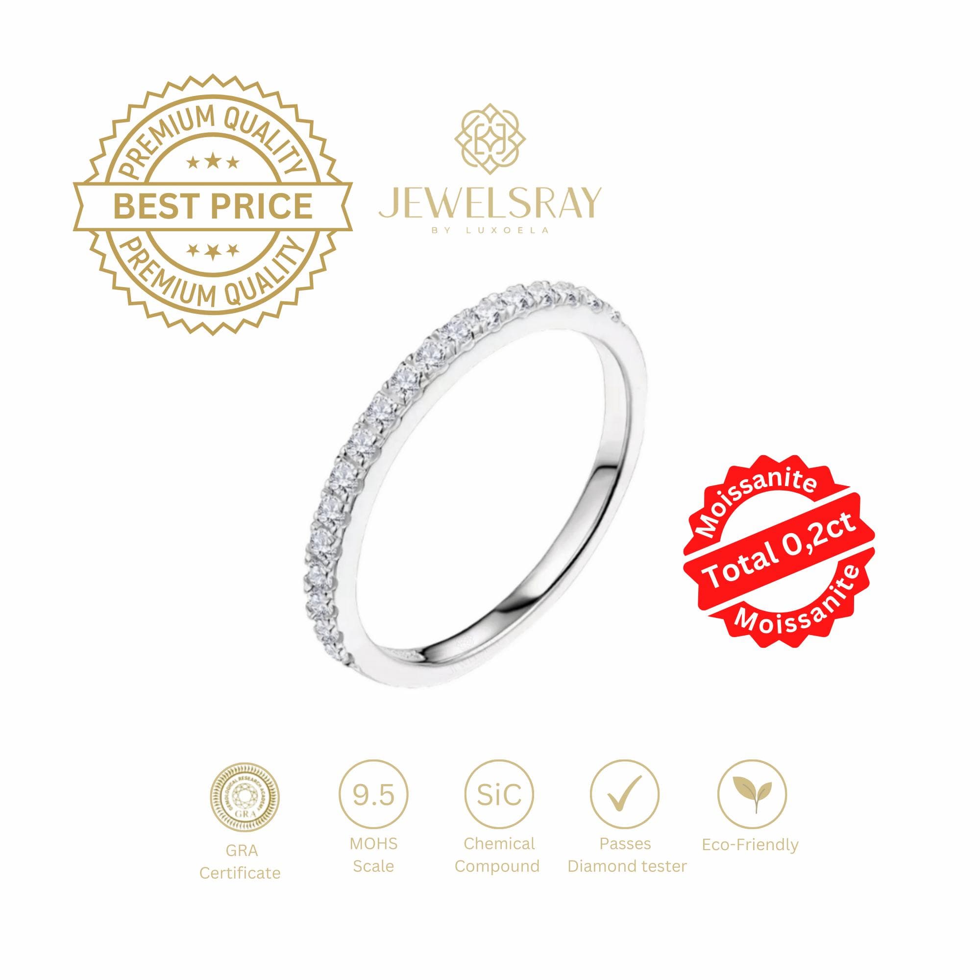 Dawn Ring- Moissanite Diamond Sertifikat GRA cincin berlian stacking