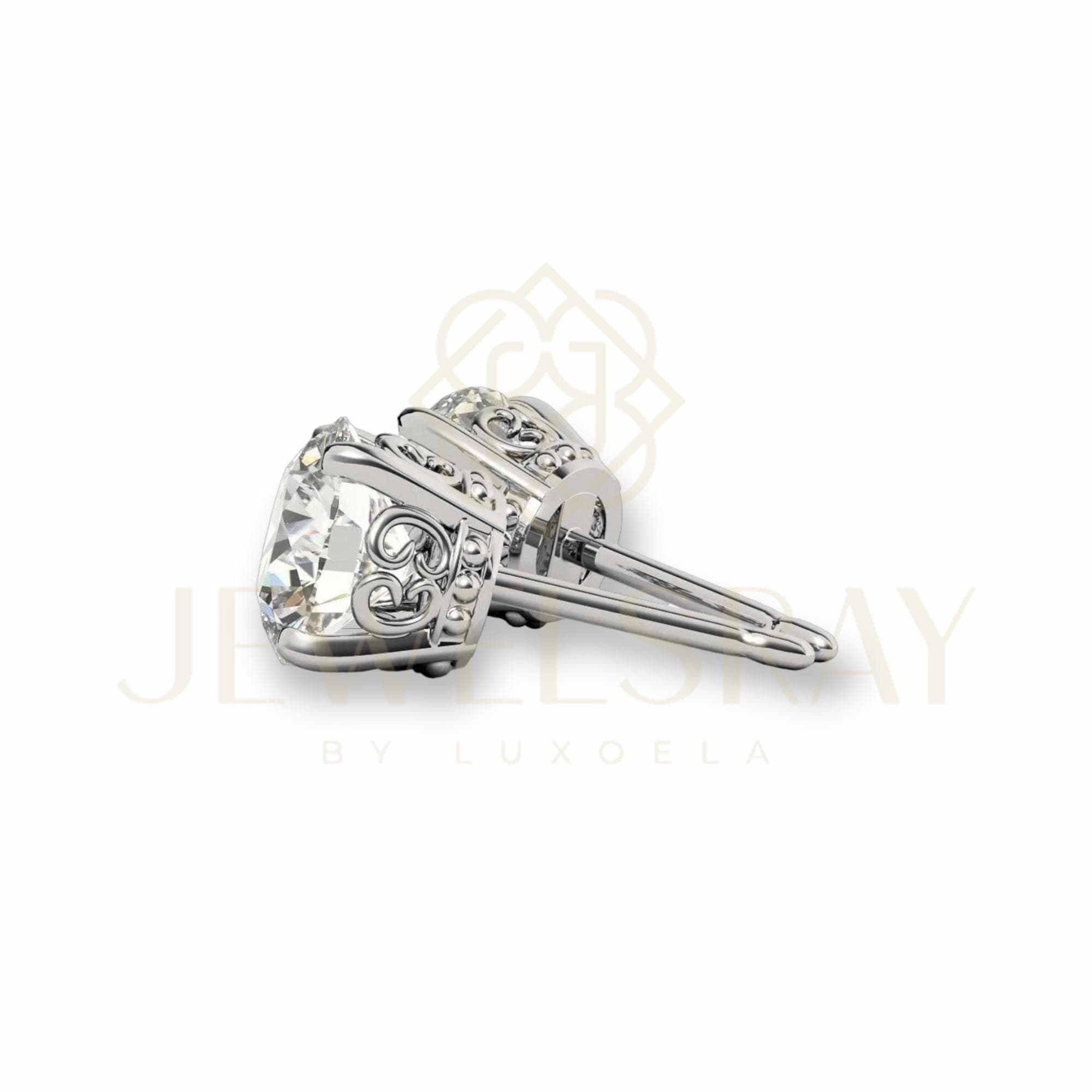 Throne Earrings Moissanite 2 CT - Diamond Look Anting Berlian Setting