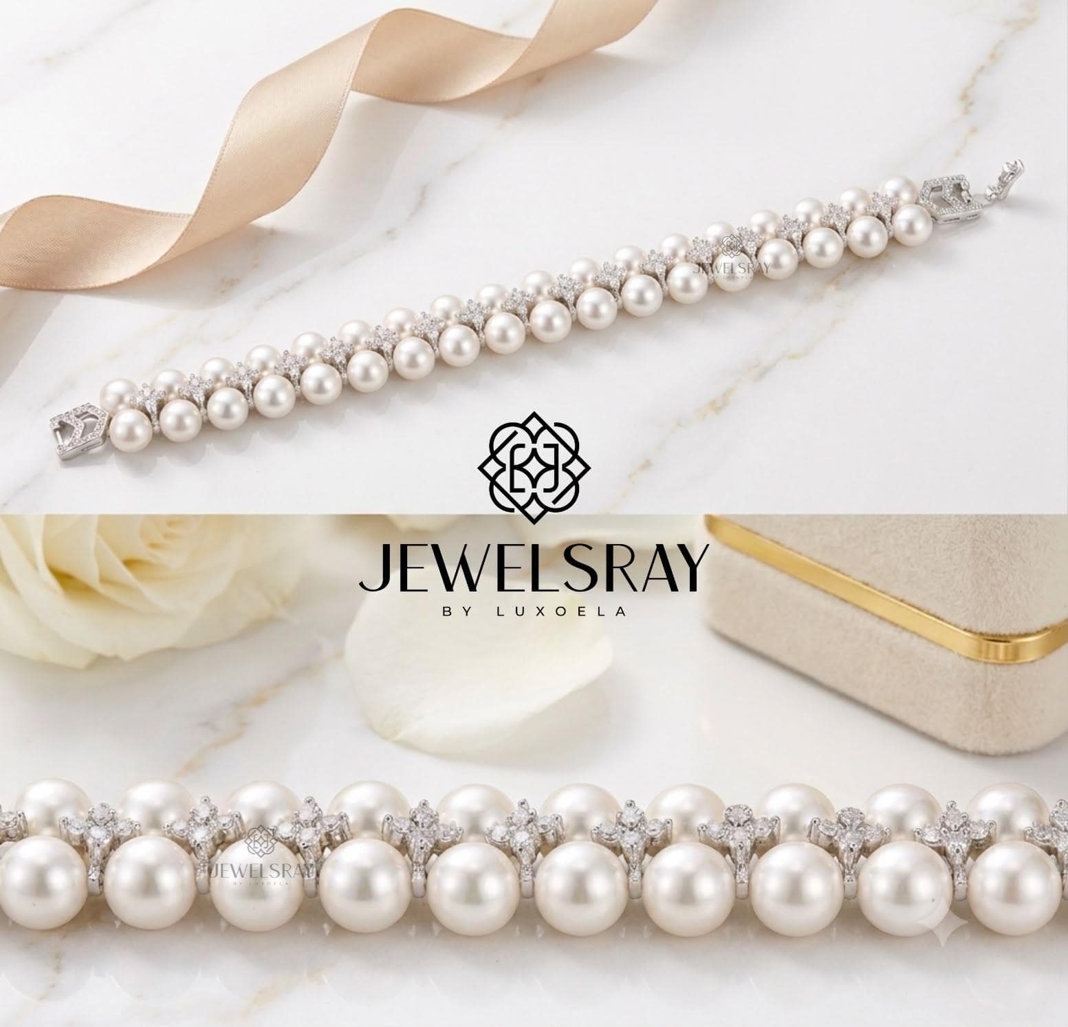 Gelang Pesta Mutiara Tongyeong Bracelet Perhiasan Elegant Fancy Jewelry Wedding CZ Jewelsray Luxoela
