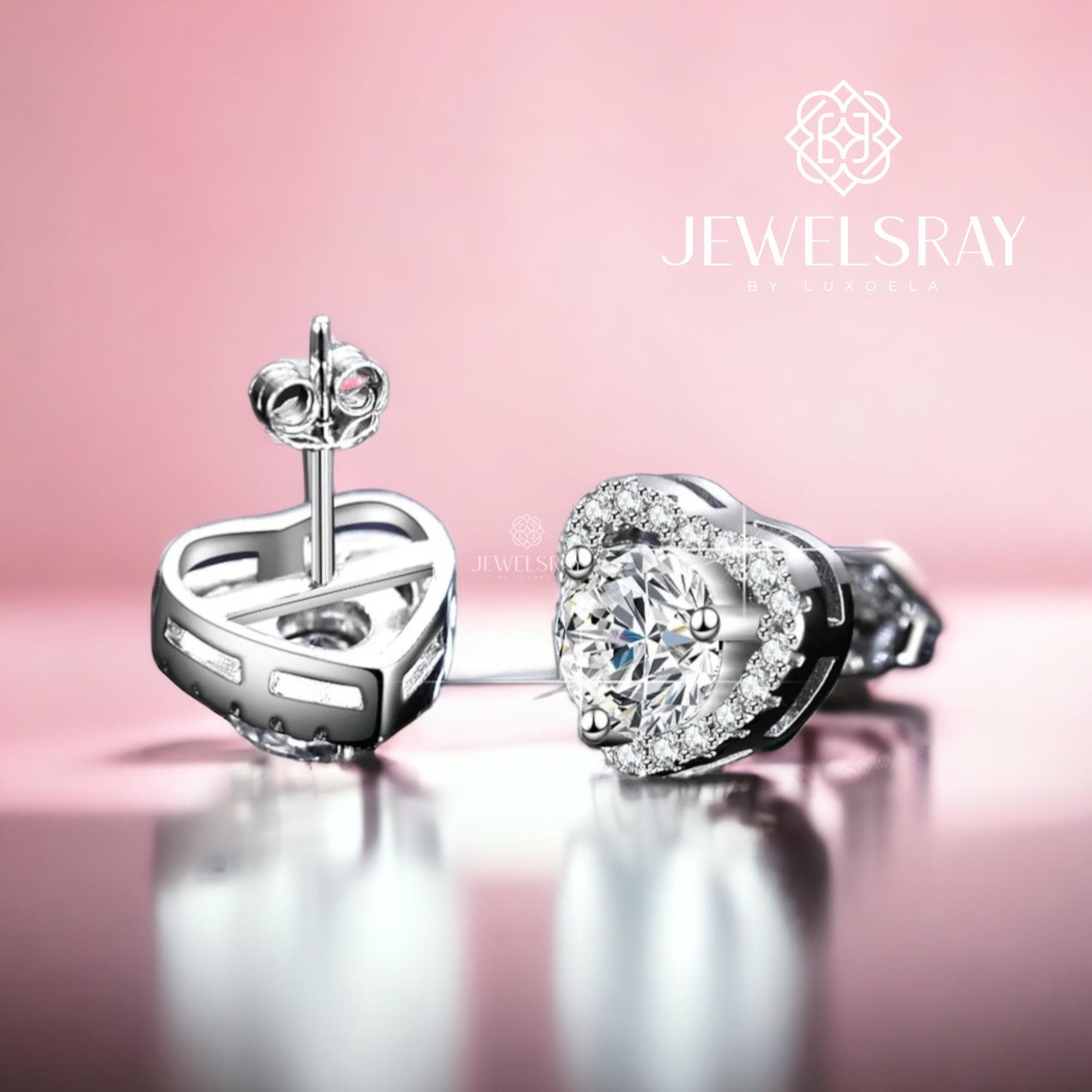 Heart Halo Moissanite Earrings Anting Diamond Look Kawin Jewelsray