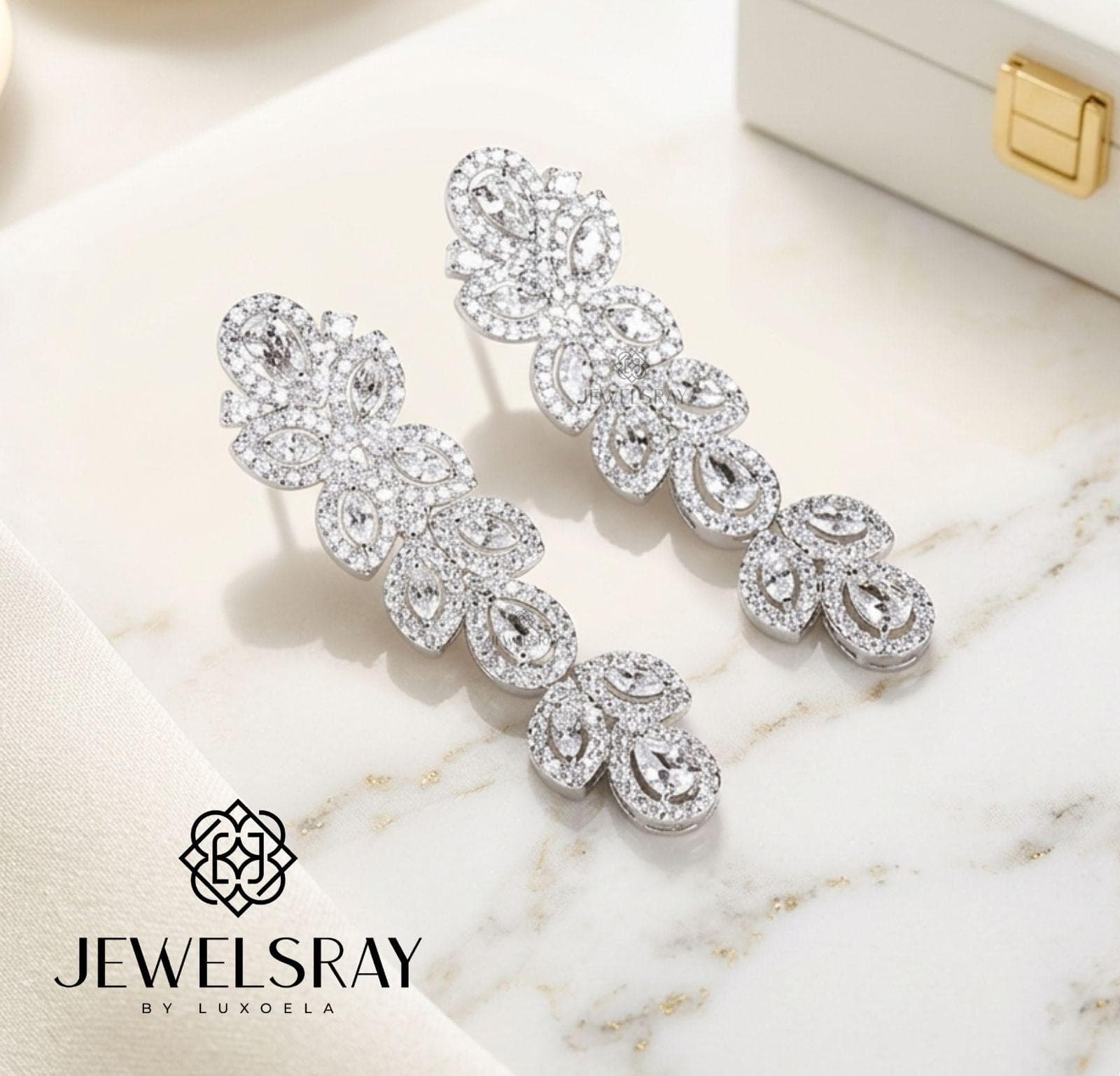 Anting Pesta Chuncheon Earrings Perhiasan Tunangan Lamaran Kawin Fancy Wedding Elegant Engagement Married Bridal Jewelsray CZ Luxoela