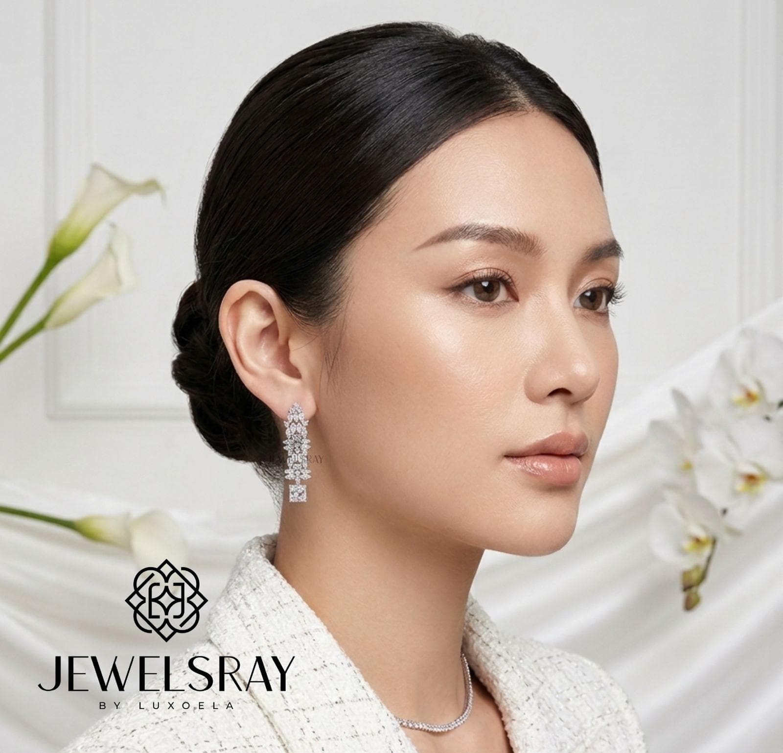 Anting Pesta Seoul Earrings Perhiasan Tunangan Lamaran Kawin Fancy Wedding Elegant Engagement Married Bridal Jewelsray CZ Luxoela