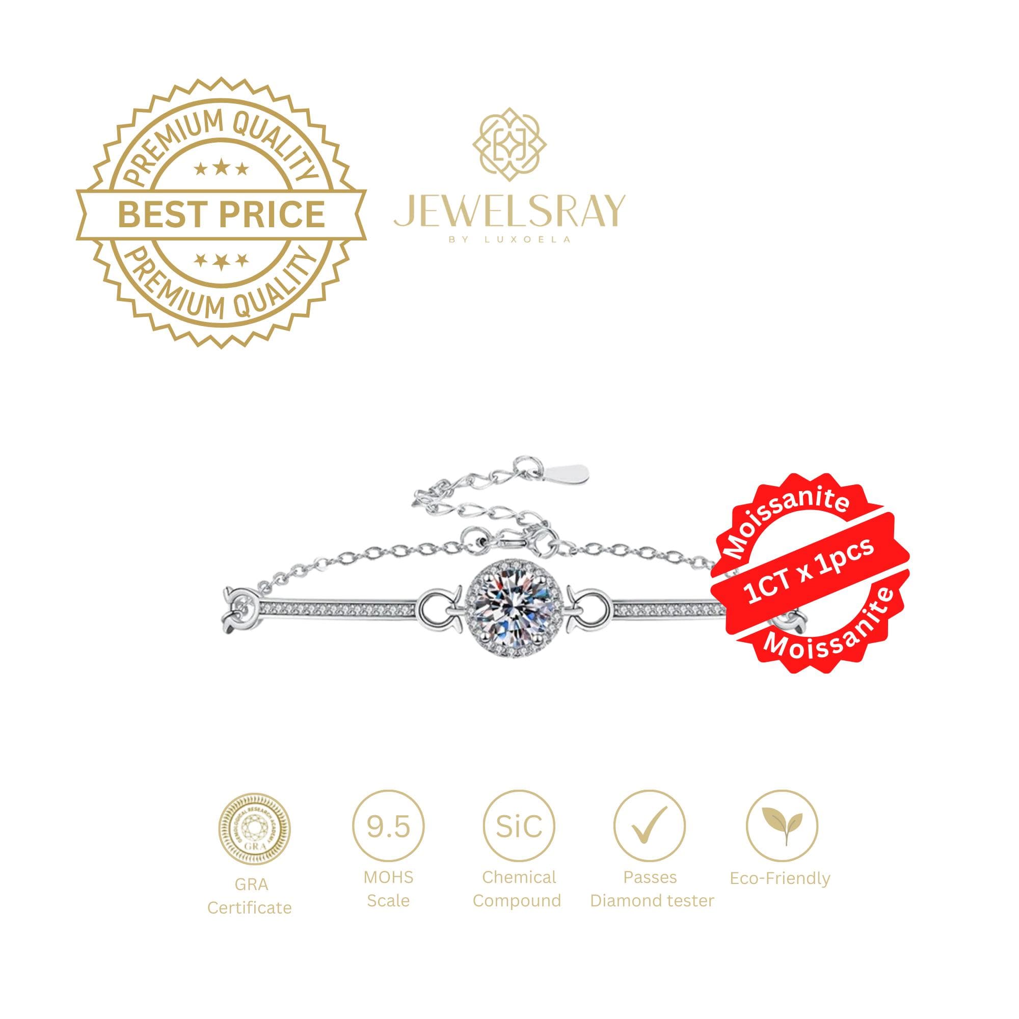 Gelang Moissanite Cheval Short Diamond Look Bracelet Berlian Setting