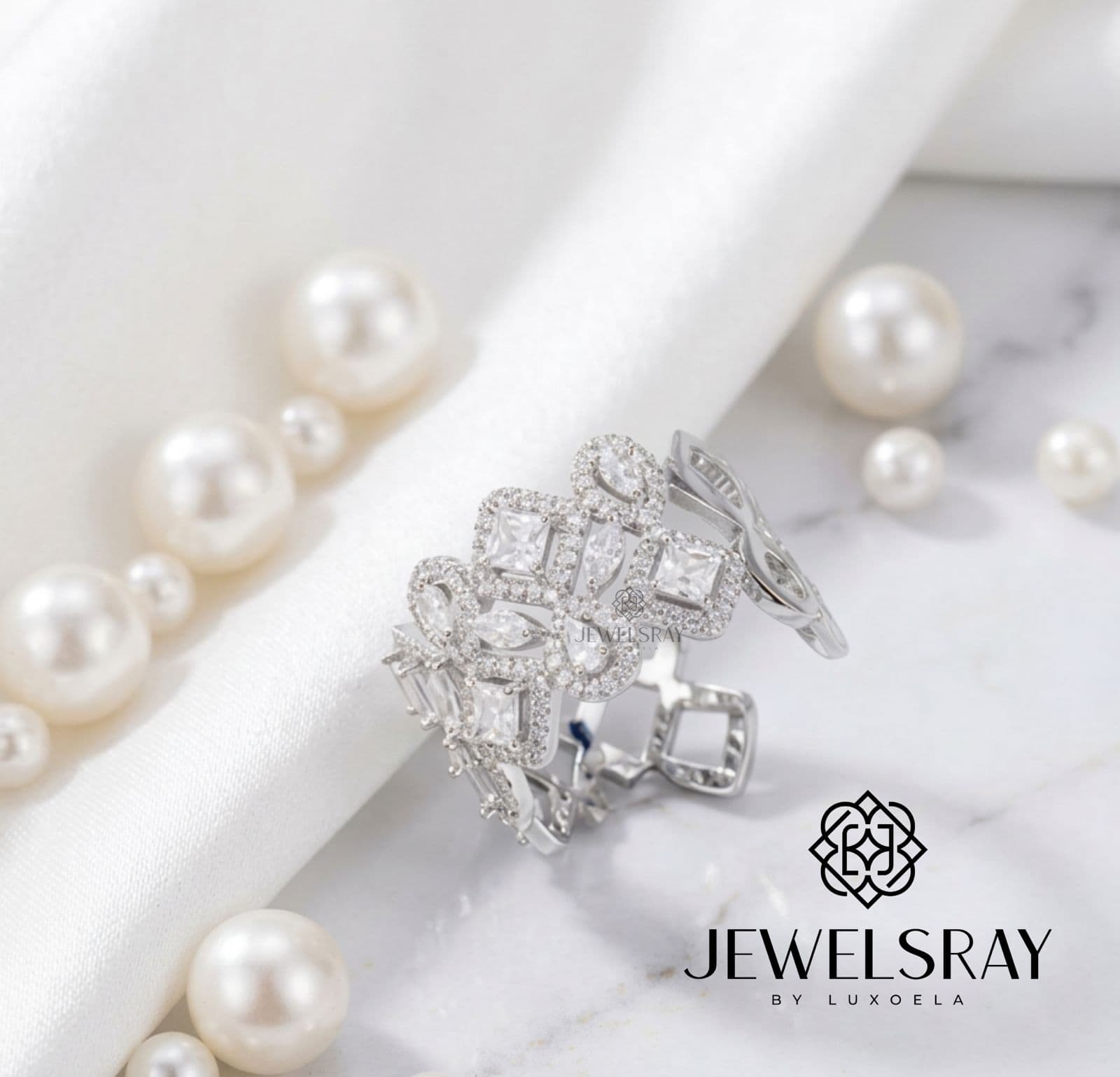 Cincin Pesta Amsterdam Earrings Perhiasan Tunangan Lamaran Kawin Fancy Wedding Elegant Engagement Married Bridal Jewelsray CZ Luxoela