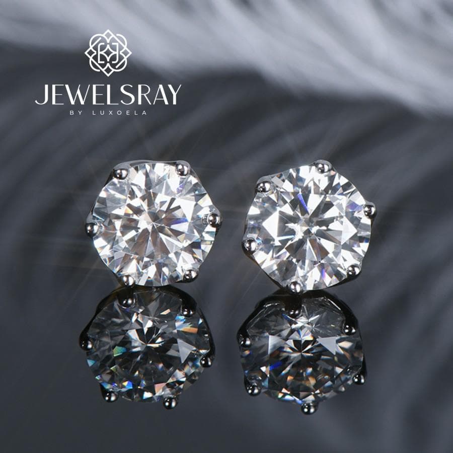 Anting Rory Moissanite Earrings 0.5 Carat Perhiasan Elegant Solitaire Fancy Diamond Look Jewelry Kawin Tunangan Wedding Engagement Lamaran Married Bridal Jewelsray Intan Permata Luxoela 0.5 Carat