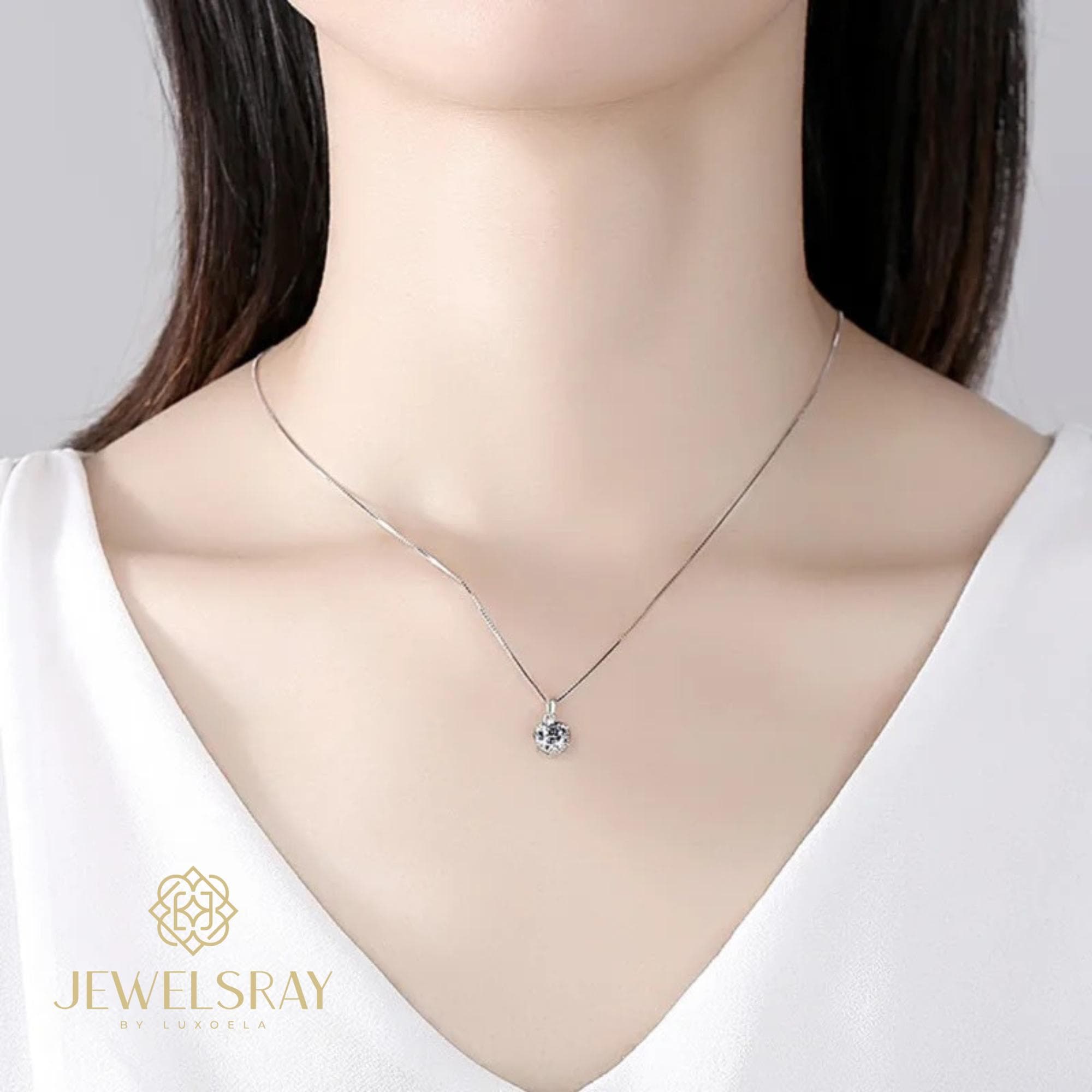 Eleanor Necklace Moissanite - Diamond Look Kalung Berlian Setting Gold