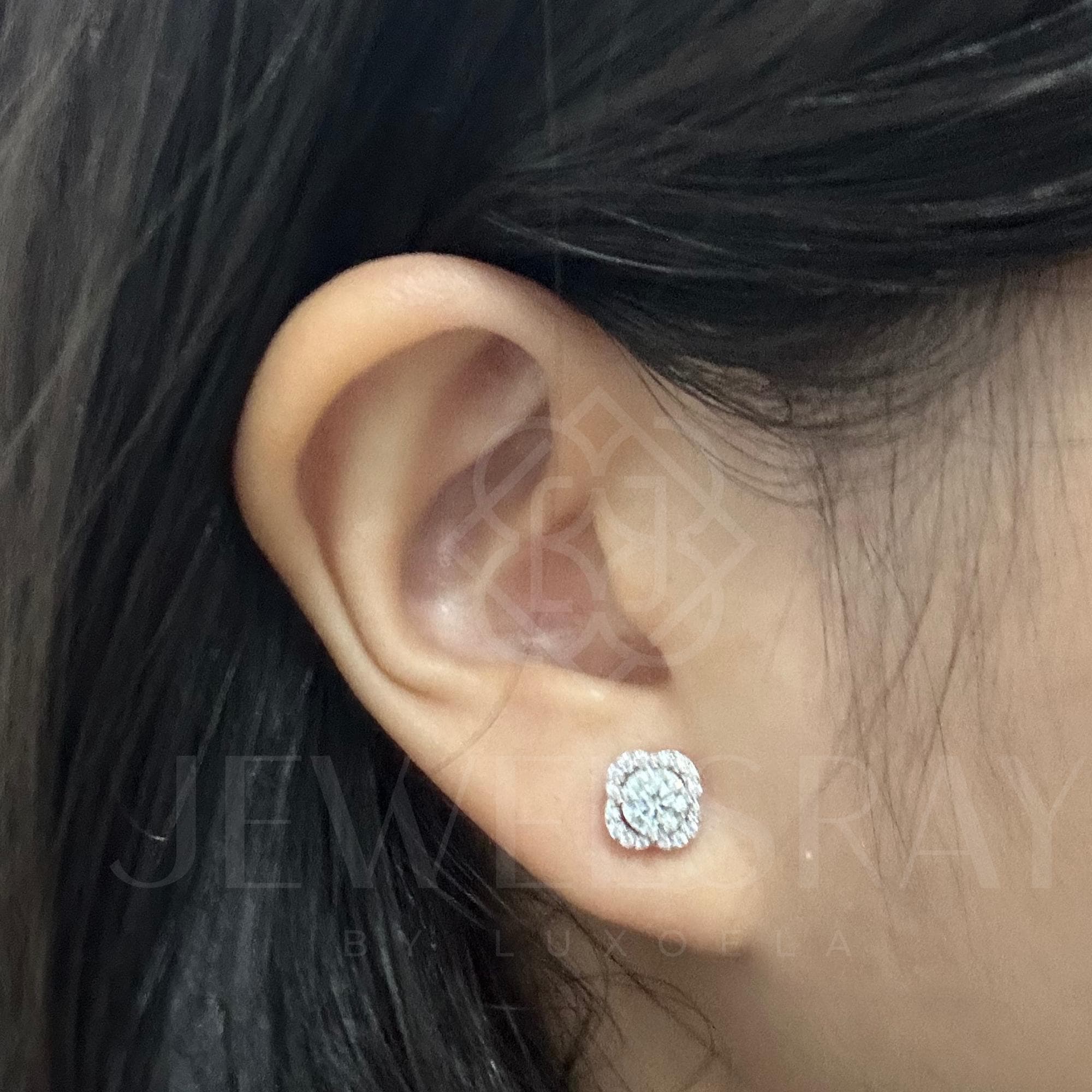 Blossom Earrings Moissanite - Diamond Look Anting Berlian Setting Gold