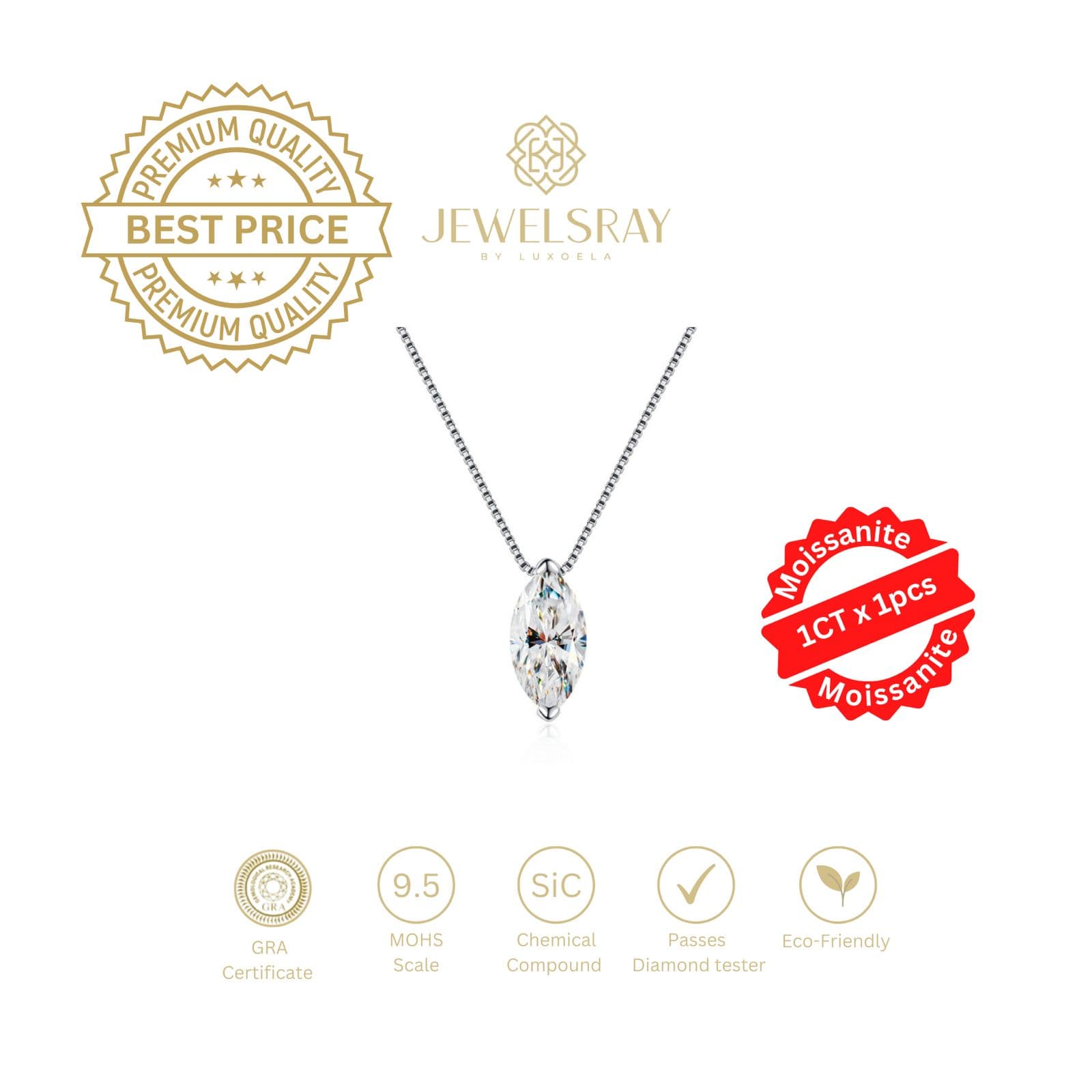 Kalung Eclipse Moissanite Necklace Perhiasan Elegant Fancy Diamond Look Jewelry Kawin Tunangan Wedding Engagement Lamaran Married Bridal Jewelsray Luxoela Intan Permata