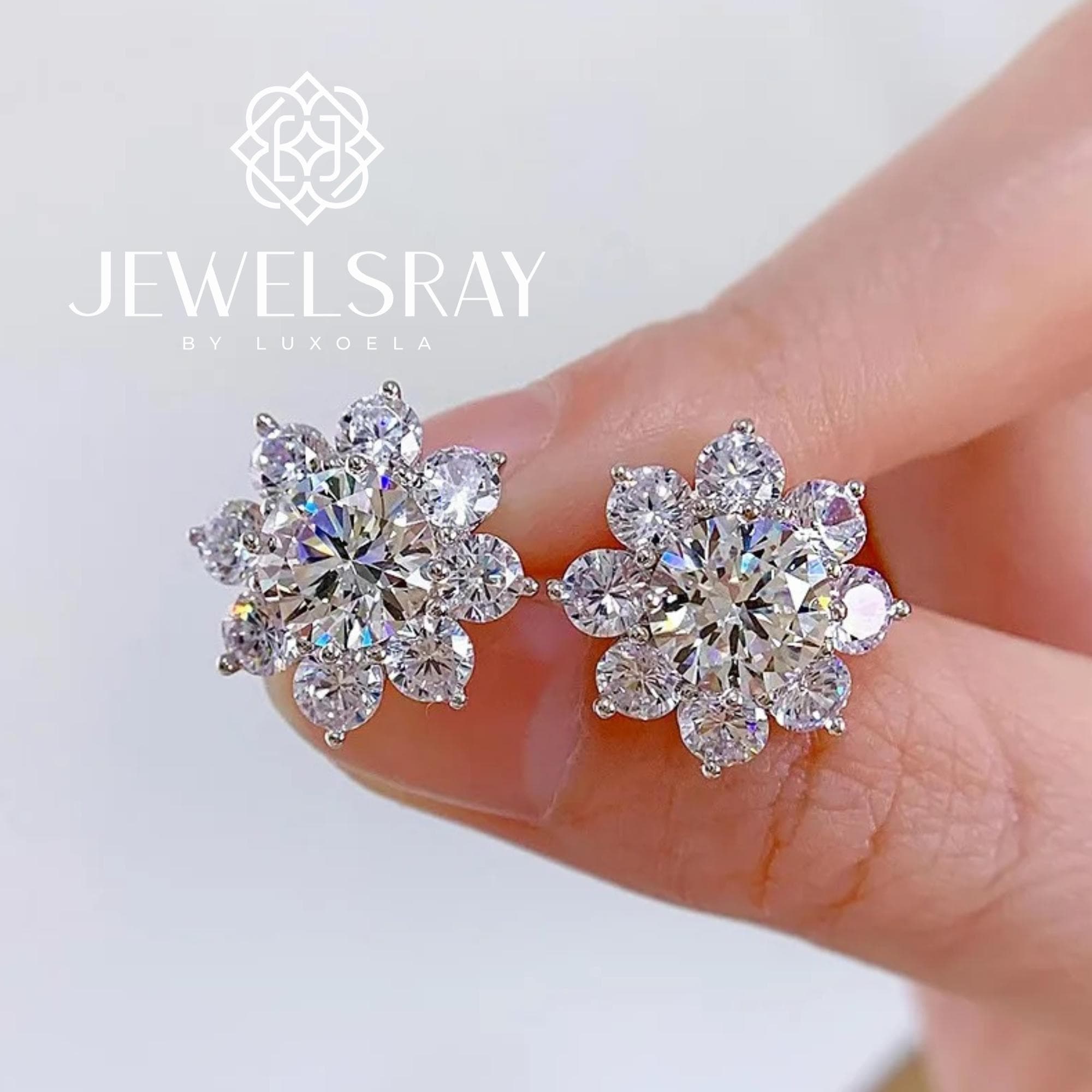 Azzure Earrings Moissanite - Diamond Look Anting Berlian Setting Gold