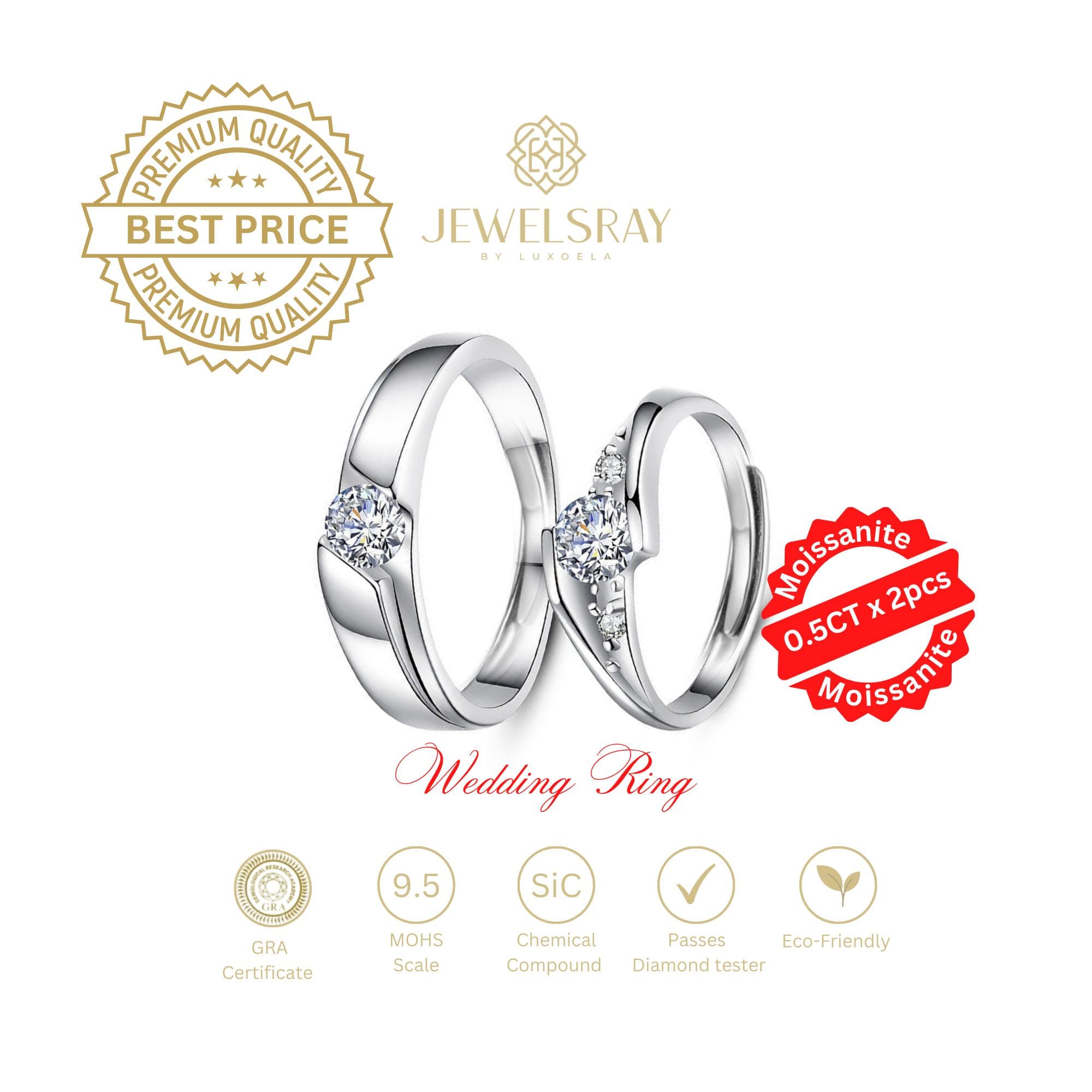 Jeju Wedding ring Set Moissanite cincin Diamond Lamaran Kawin Tunangan