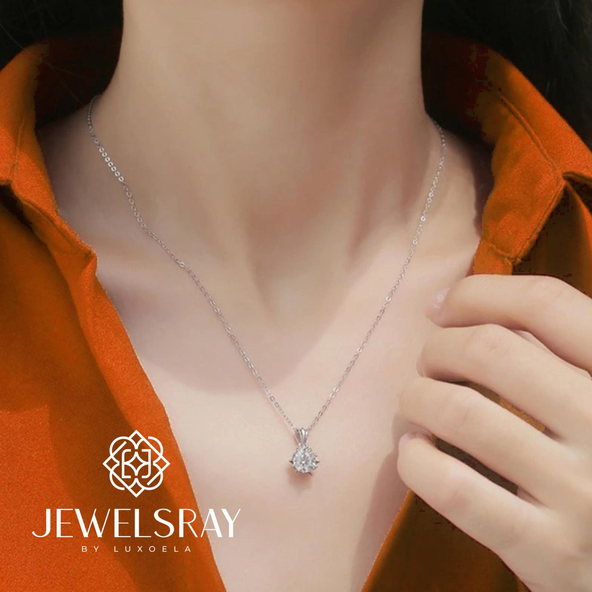 Kalung Ashley Moissanite Necklace Diamond Look Solitaire Kawin Bridal