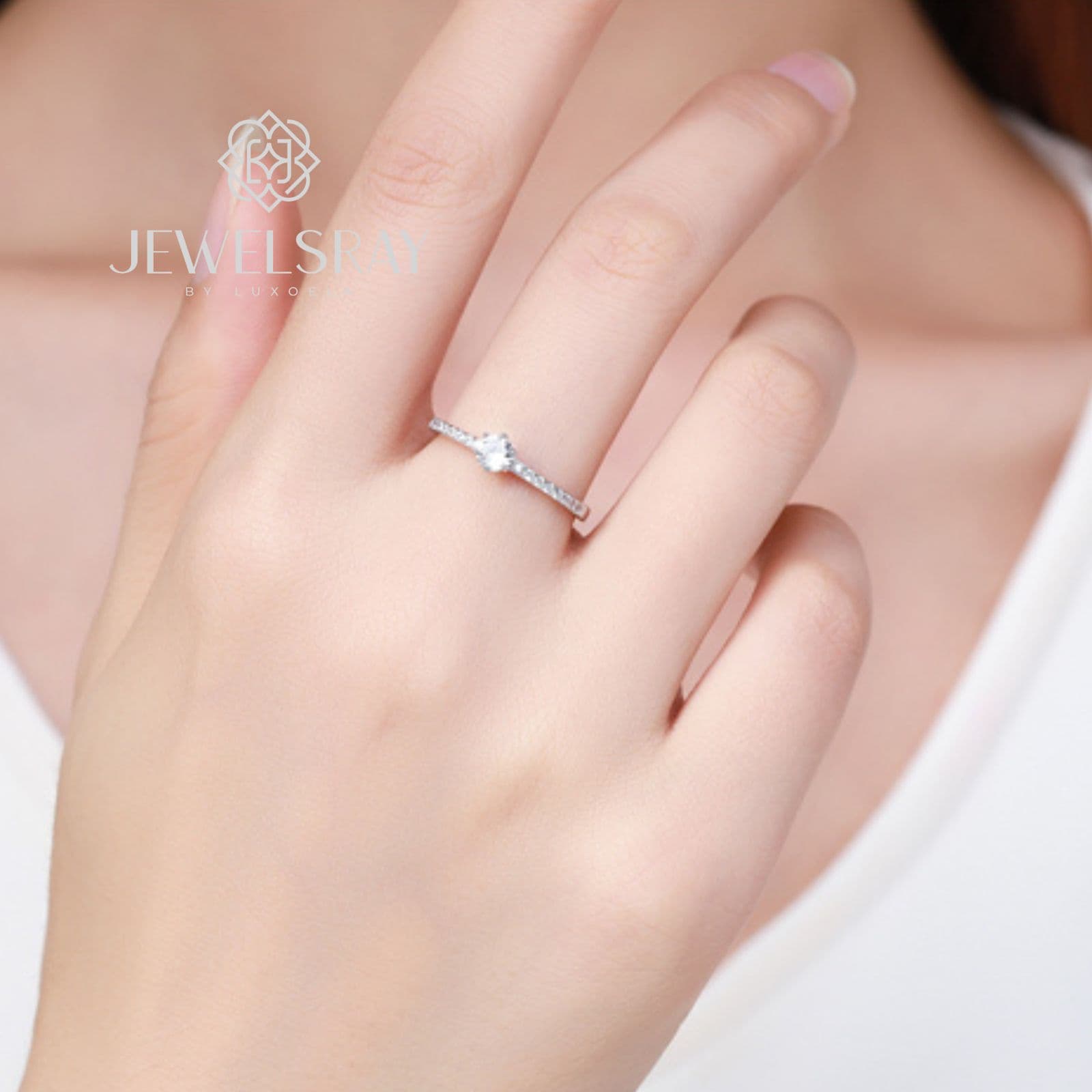 Mini Cerise Ring Moissanite Cincin Diamond Lamaran Kawin Tunangan Wedding Engagement Stack Ring Stacking Ring Cincin Stack Stacking