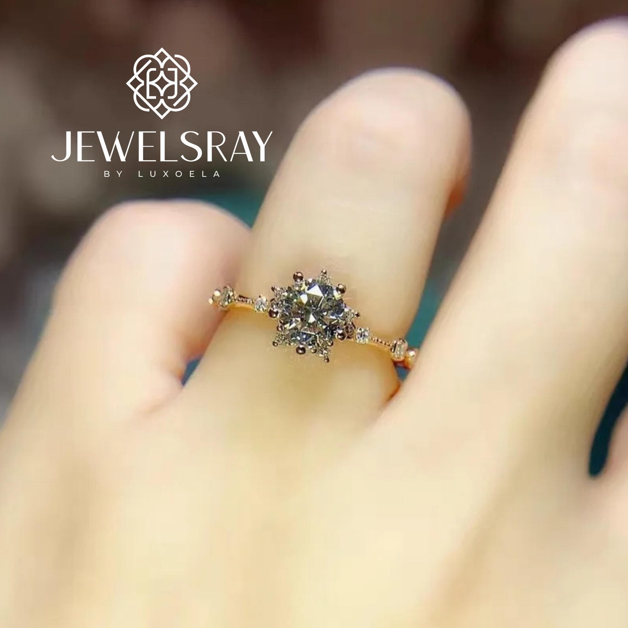 Cincin Kawin Stella Moissanite Ring Adjustable Diamond Look Lamaran