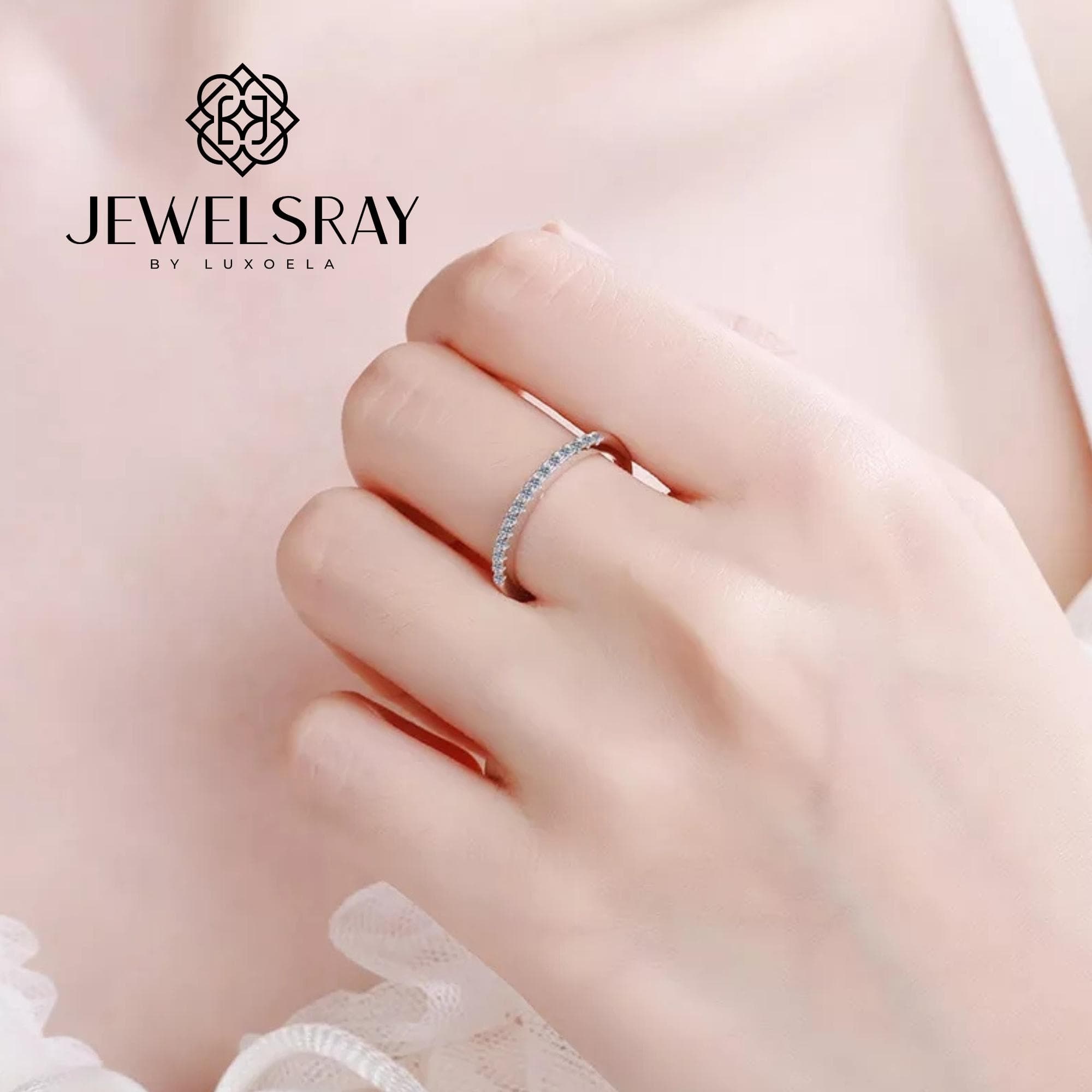 Dawn Ring- Moissanite Diamond Sertifikat GRA cincin berlian stacking