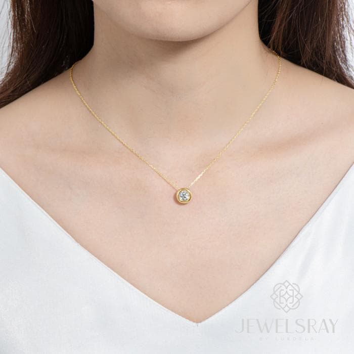 Kalung Lane Moissanite Necklace Diamond Look Rose Gold / Yellow Gold