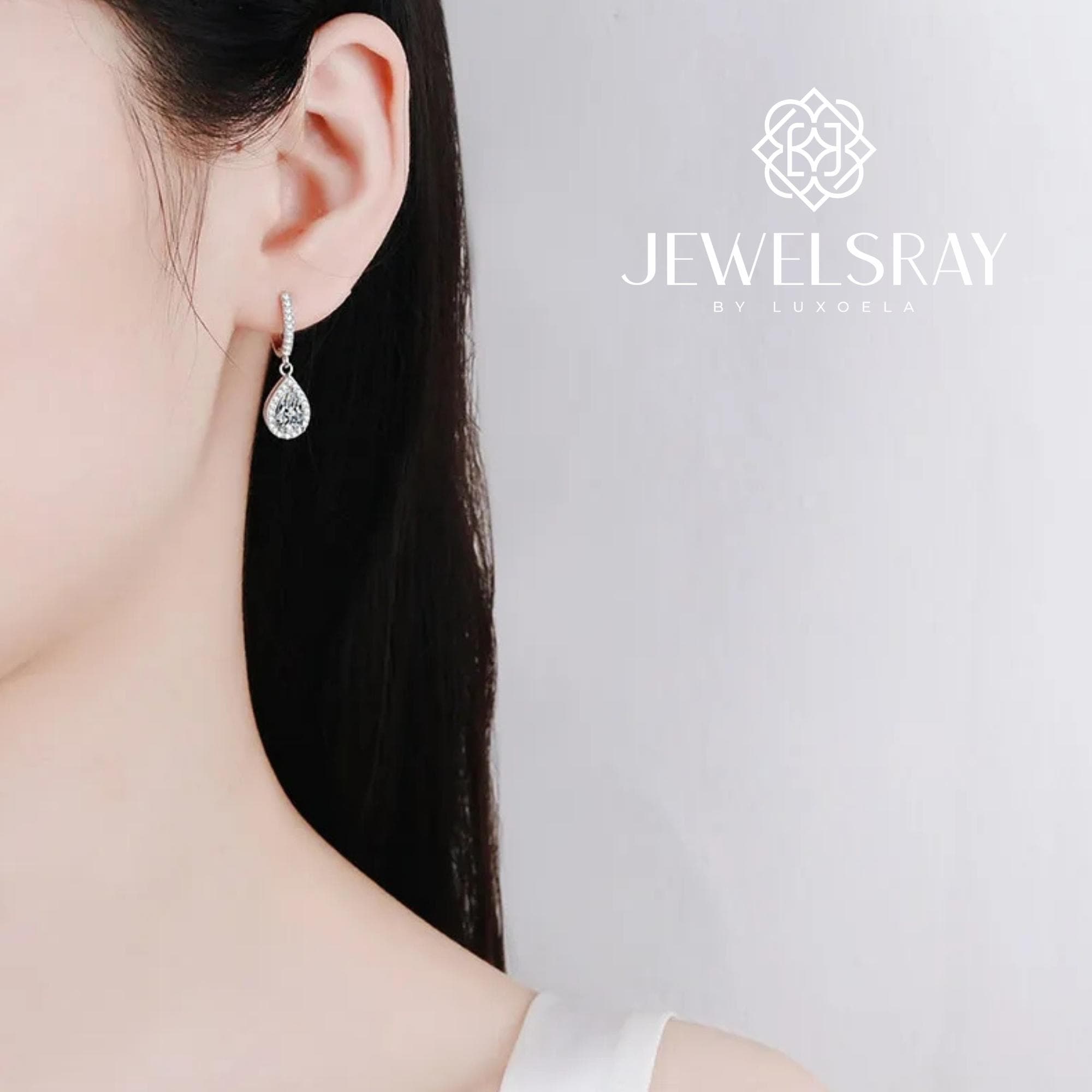 Anting Molwie Moissanite Earring Diamond Look Lamaran tunangan Pear Cut