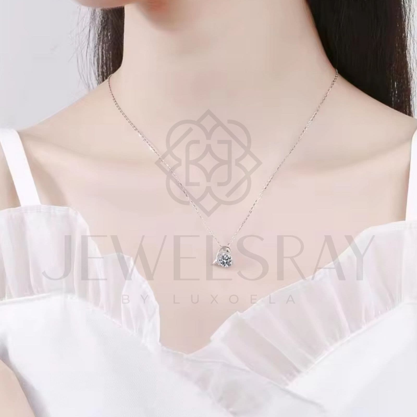 Kalung Dolphin Moissanite Necklace Perhiasan Elegant Fancy Diamond Look Jewelry Kawin Tunangan Wedding Engagement Lamaran Married Bridal Jewelsray Luxoela Intan Permata