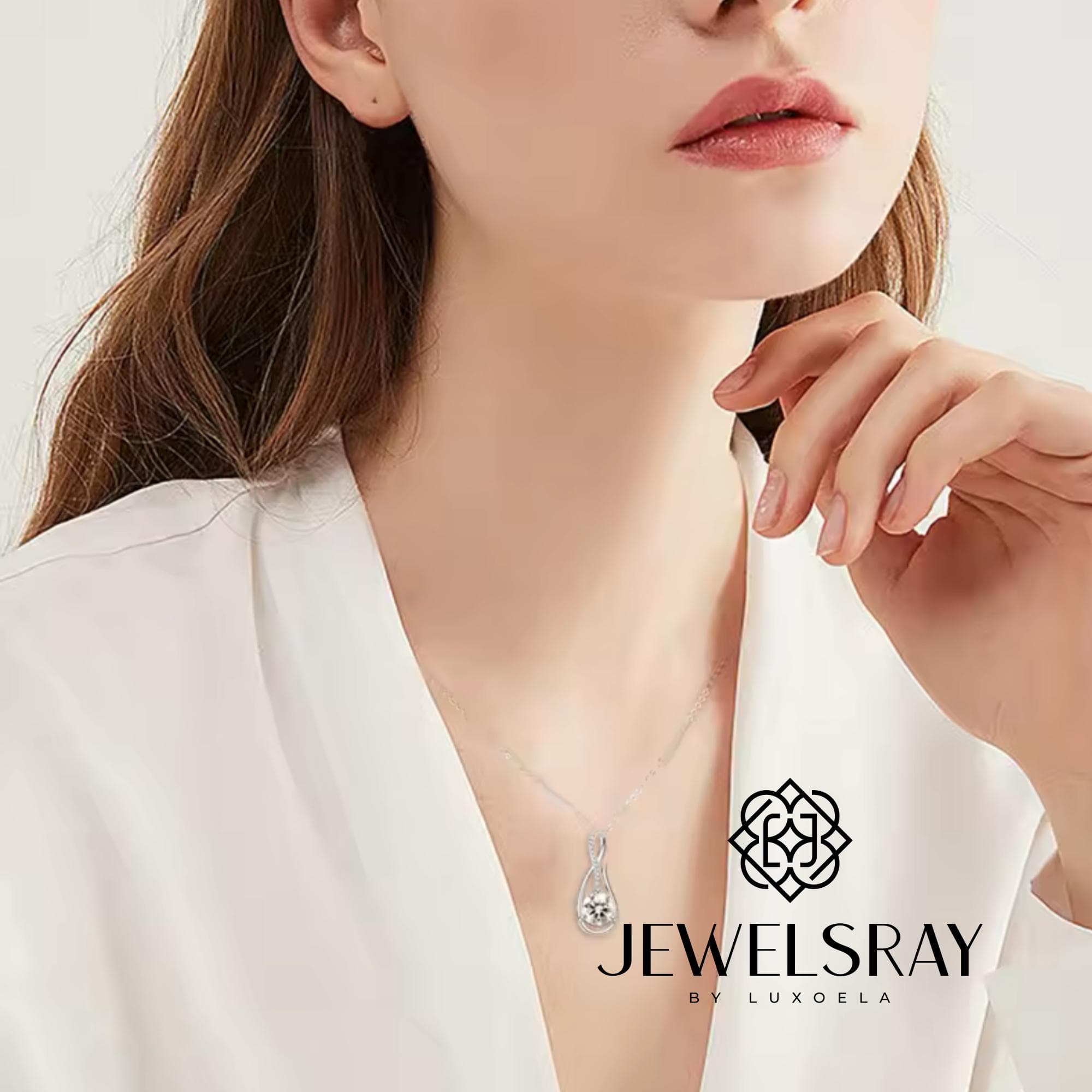 Carmine Necklace - Moissanite Necklace Diamond Look Lamaran Kawin Tunangan