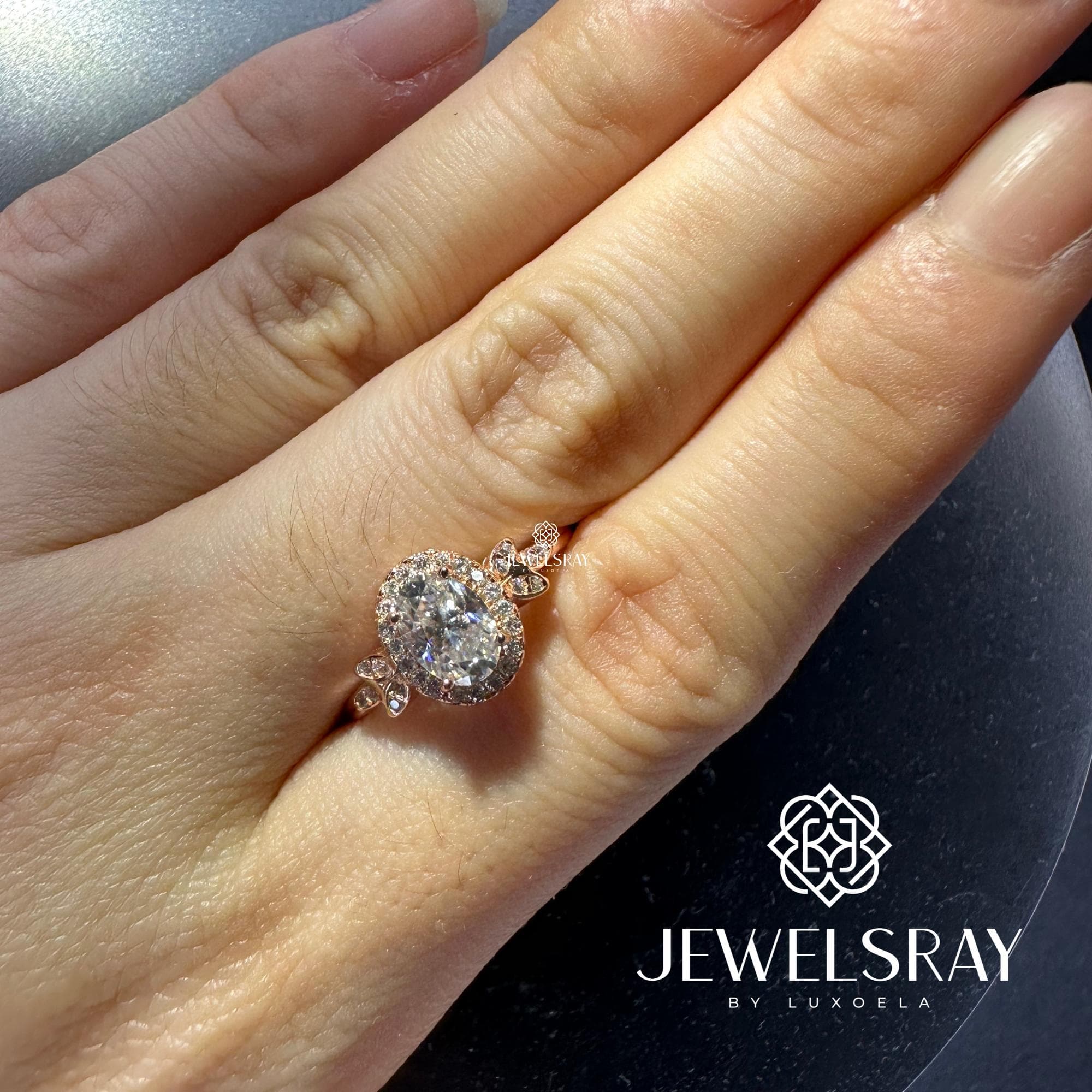 Cincin Kawin Godiva Moissanite Oval Cut Ring Diamond Look Lamaran