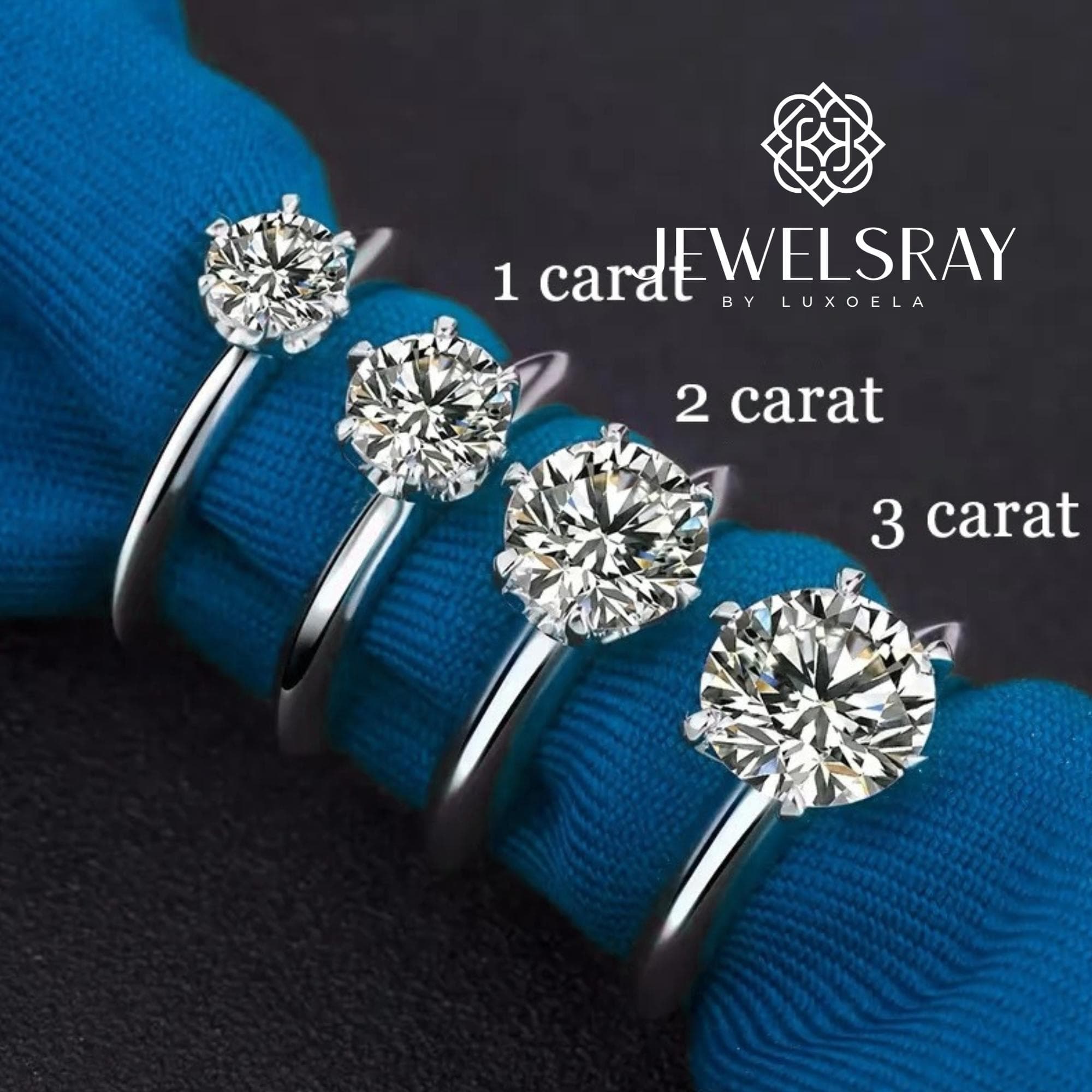 Cincin Kawin Gaia Ring Moissanite Solitaire Wedding Tunangan Big Karat