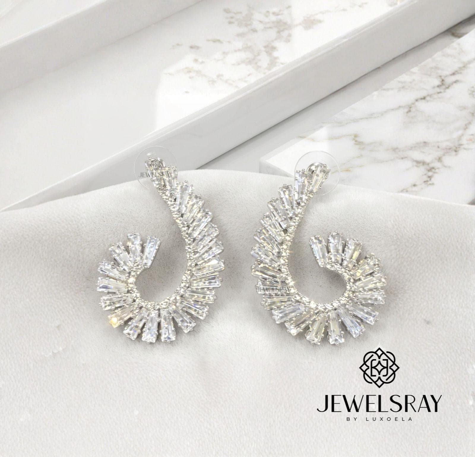 Anting Pesta Busan Earrings Perhiasan Tunangan Lamaran Kawin Fancy Wedding Elegant Engagement Married Bridal Jewelsray CZ Luxoela