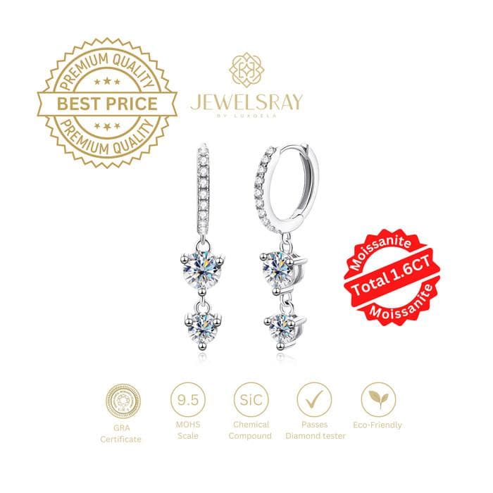 Anting Sienna Moissanite Earring Diamond Look Lamaran tunangan kawin