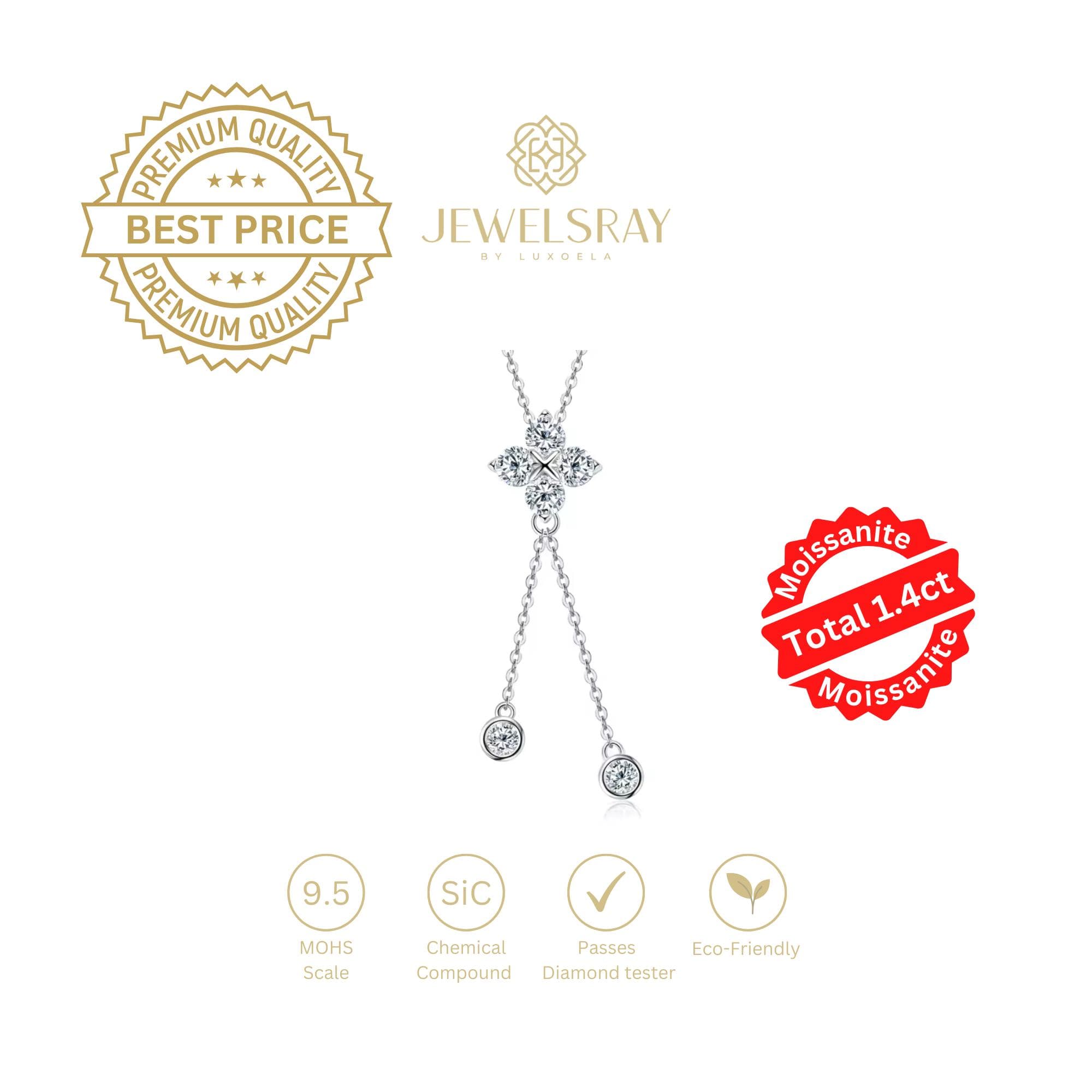 Eloise Necklace - Moissanite Necklace Diamond Look Lamaran Kawin Tunangan