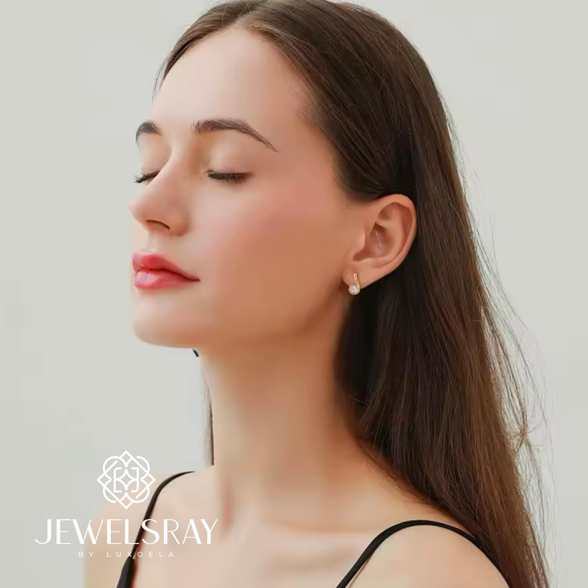 Anting Sita Moissanite Earrings 0.5 Carat Perhiasan Elegant Solitaire Fancy Diamond Look Jewelry Kawin Tunangan Wedding Engagement Lamaran Married Bridal Jewelsray Intan Permata Luxoela 0.5 Carat