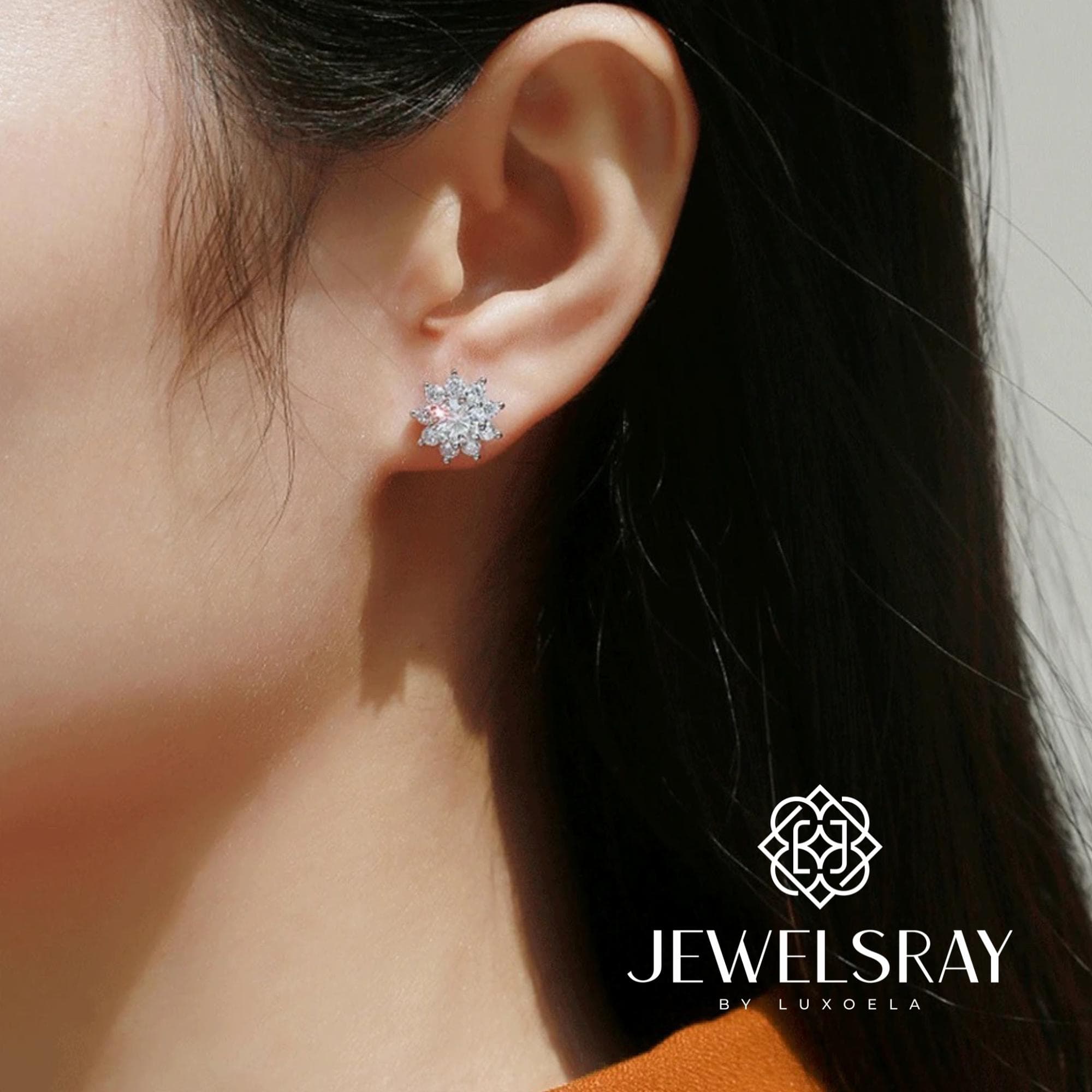 Azzure Earrings Moissanite - Diamond Look Anting Berlian Setting Gold
