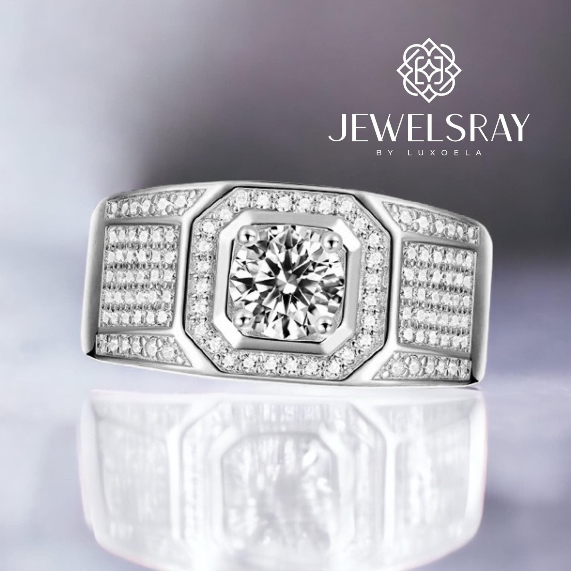 Cincin Pria Liam Moissanite Man Ring Adjustable Elegant Fancy Ring