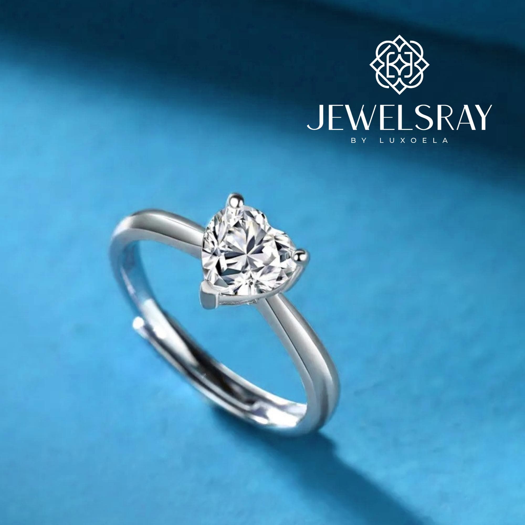 Cincin Kawin Amora Moissanite Heart Cut Diamond Look Wedding Tunangan