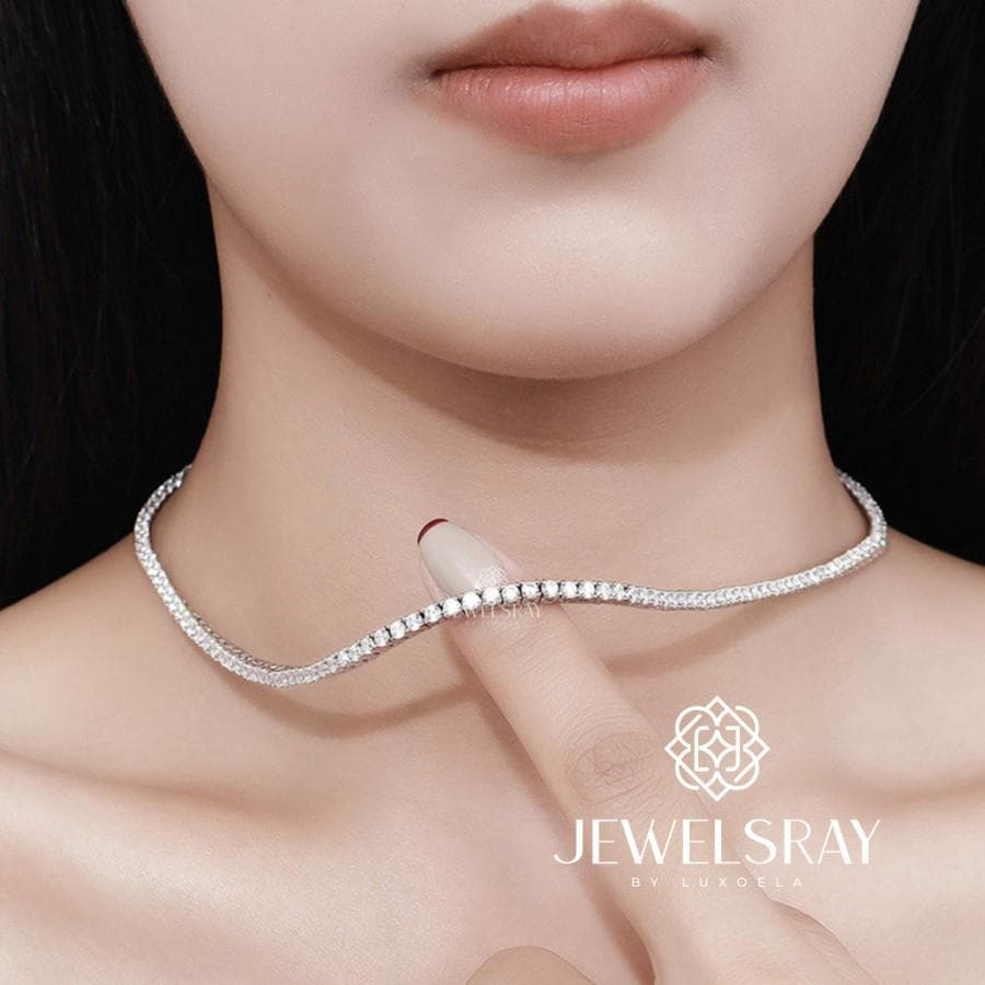 Kalung Tennis Moissanite Libertee Long Chain Necklace Fancy Elegant Bride Jewels