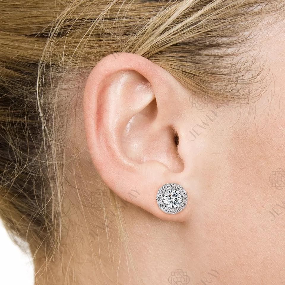 Anting model Halo Earrings Moissanite Earring Diamond Look Perhiasan