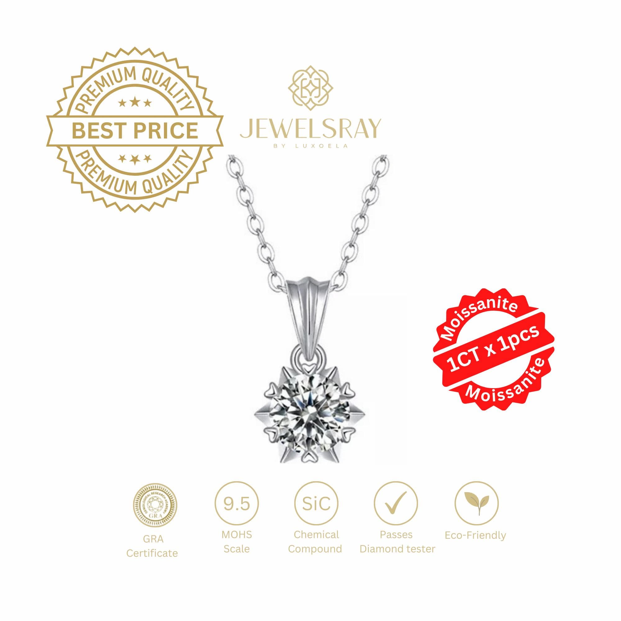 Kalung Ashley Moissanite Necklace Diamond Look Solitaire Kawin Bridal