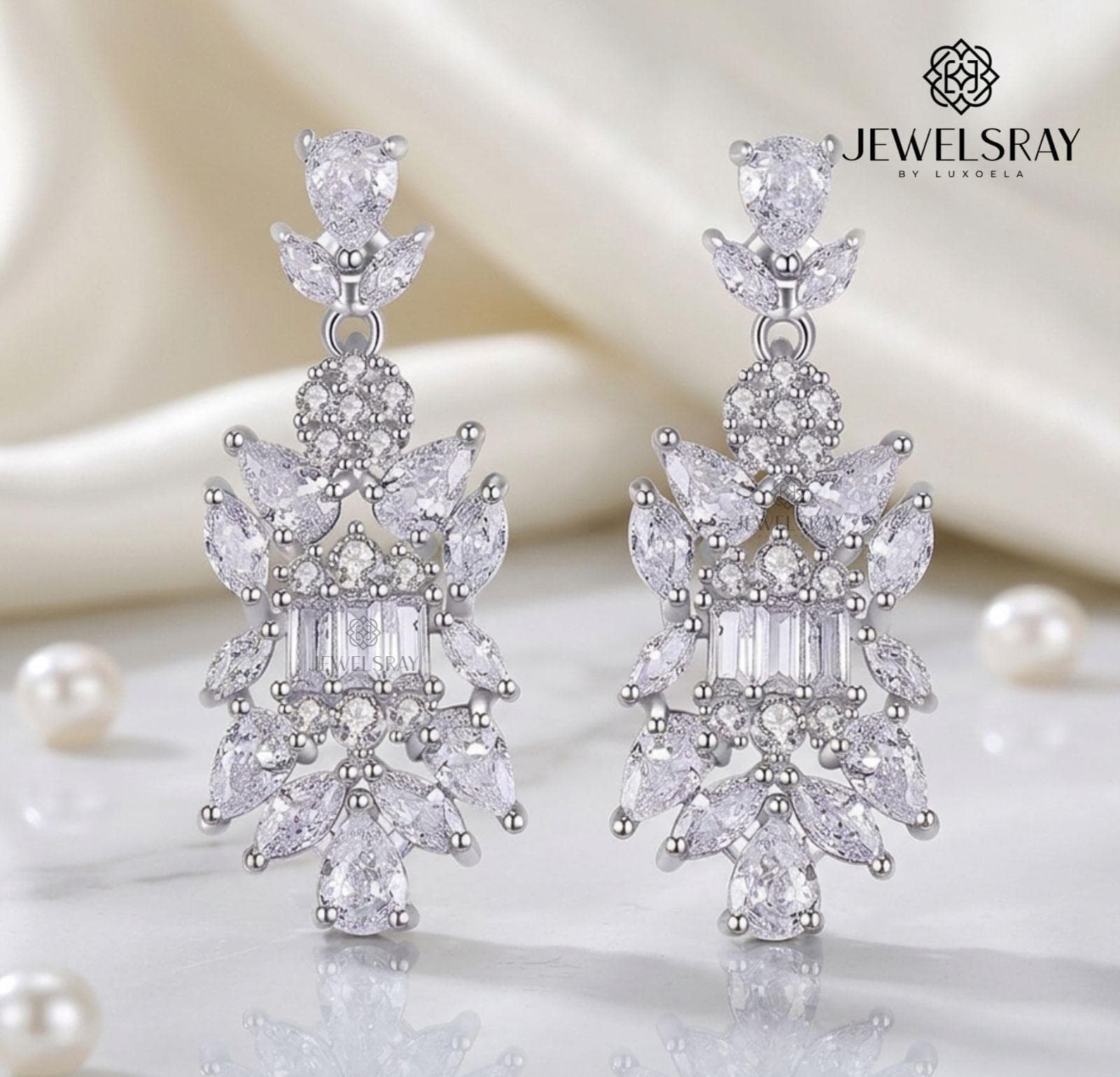 Anting Pesta Daejeon Earrings Perhiasan Tunangan Lamaran Kawin Fancy Wedding Elegant Engagement Married Bridal Jewelsray CZ Luxoela
