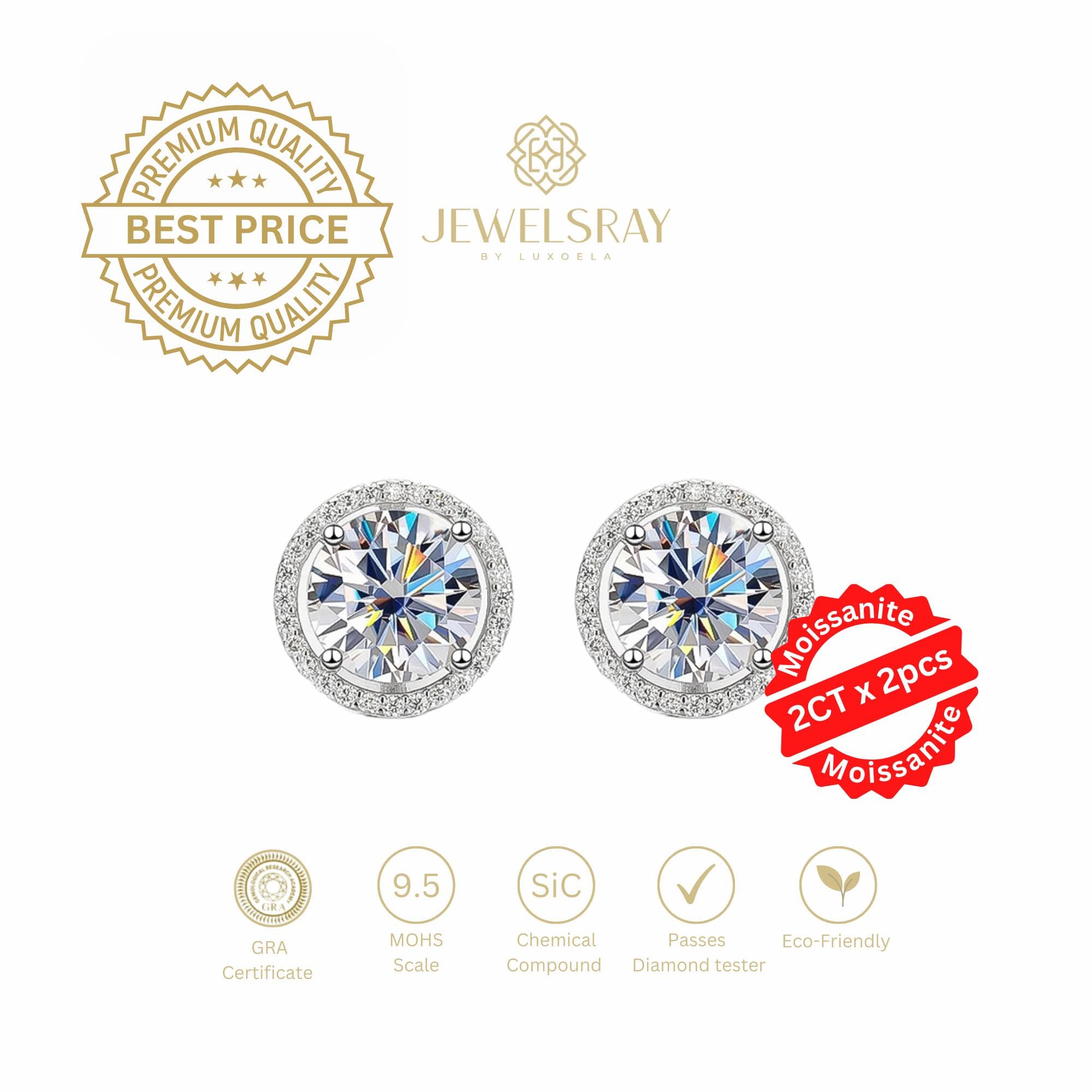 Anting Hermione Moissanite Earrings Diamond Look Lamaran Kawin 2 Carat