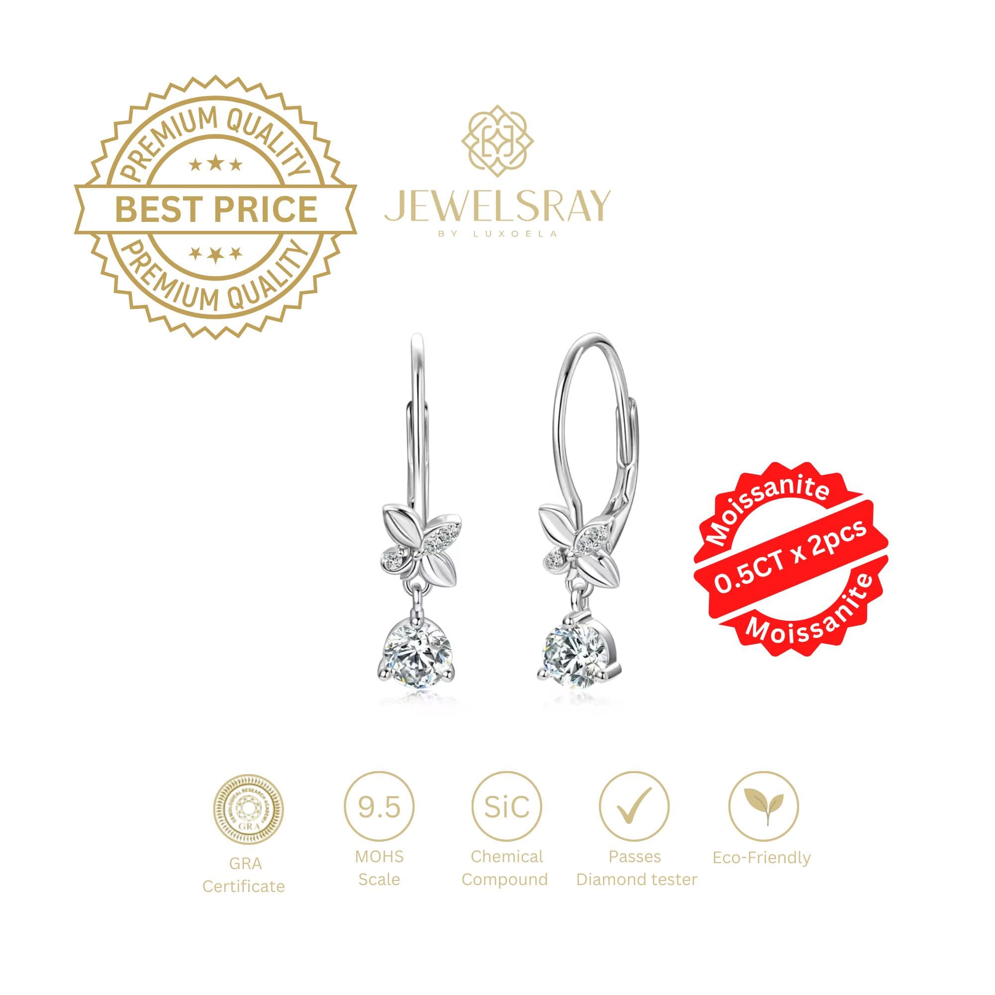 Anting Mariel Moissanite Earrings Perhiasan Elegant Solitaire Fancy Diamond Look Jewelry Kawin Tunangan Wedding Engagement Lamaran Married Bridal Jewelsray Intan Permata