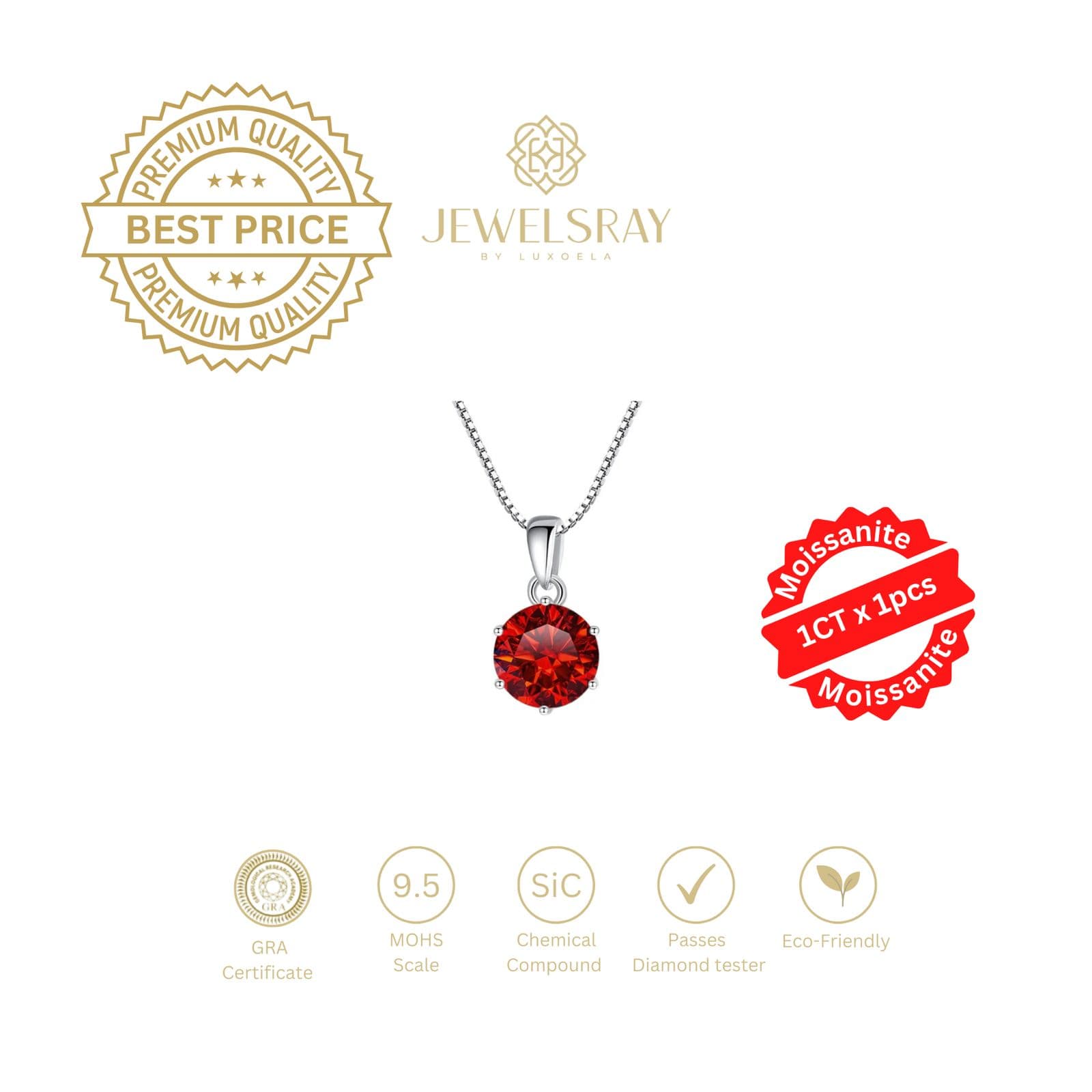 Kalung Eleanor Necklace Red Blood Moissanite Diamond Look Lamaran Kawin Tunangan Jewel Jewelsray Luxoela