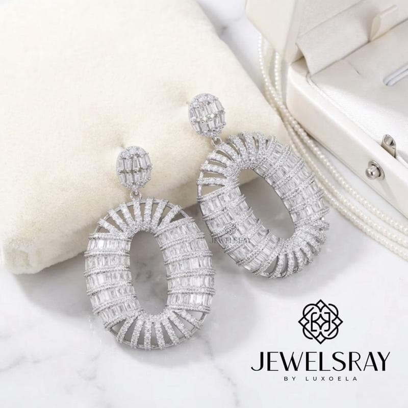 Anting Pesta Munich Earrings Perhiasan Tunangan Lamaran Kawin Fancy Wedding Elegant Engagement Married Bridal Jewelsray CZ Luxoela