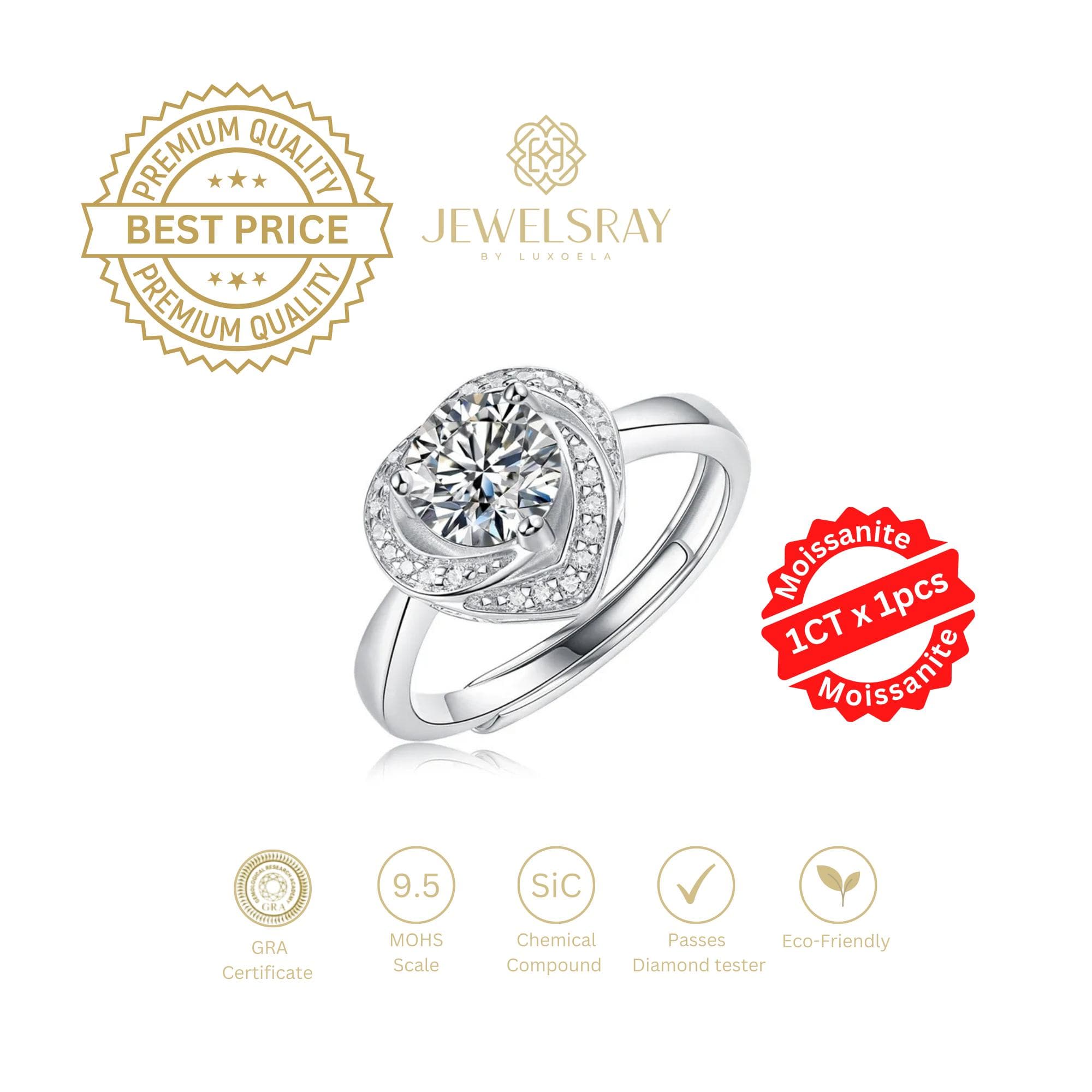 Cincin Kamira Moissanite Ring Diamond Look Lamaran Tunangan Kawin