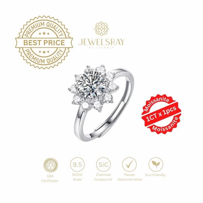 Azzure Ring Adjustable Moissanite - Diamond Look Cincin Kawin Berlian