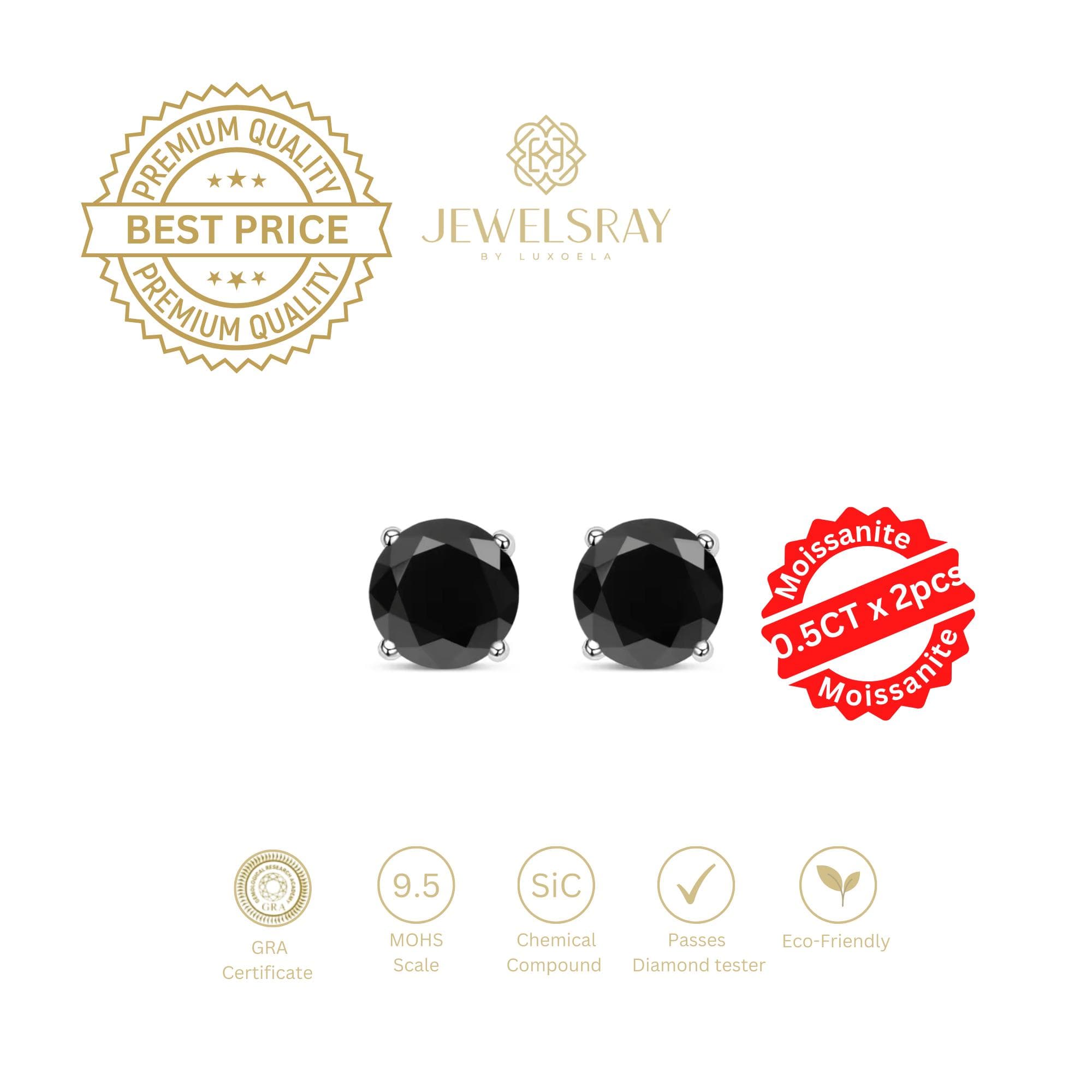 Anting Darcie Black Moissanite Earring Diamond Look Lamaran Kawin Tunangan