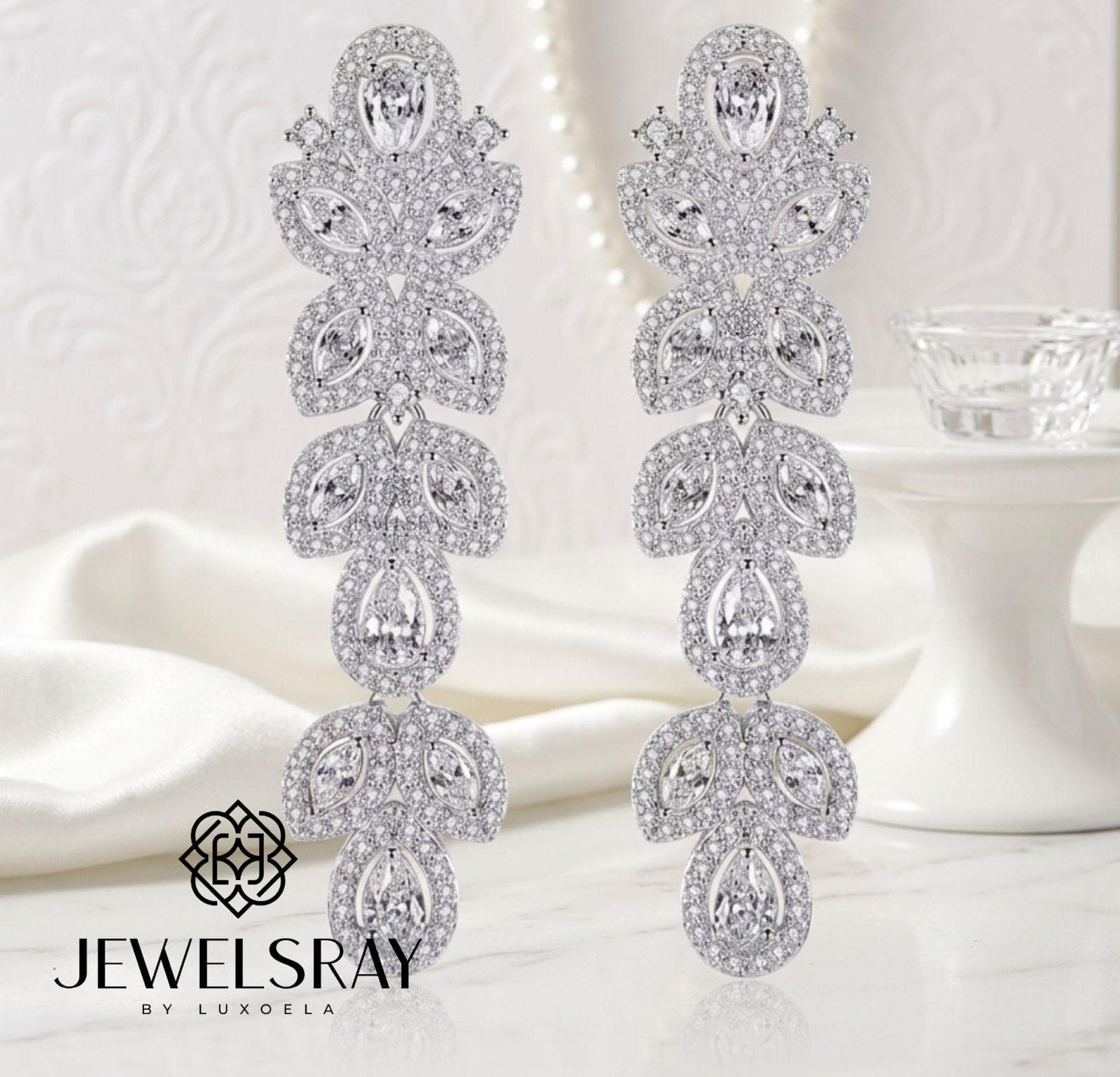 Anting Pesta Chuncheon Earrings Perhiasan Tunangan Lamaran Kawin Fancy Wedding Elegant Engagement Married Bridal Jewelsray CZ Luxoela