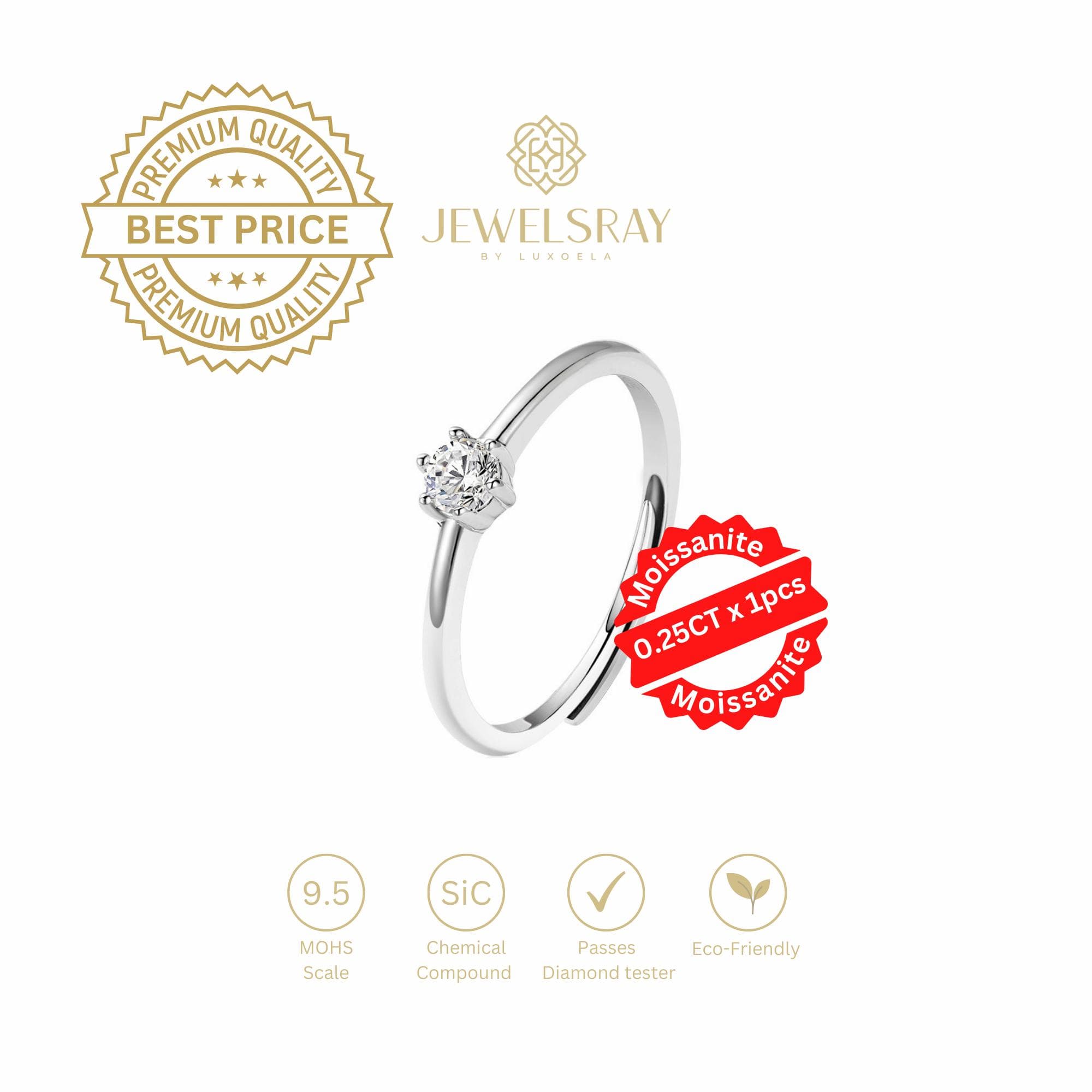 Cincin Tunangan Eleanor Moissanite Mini Ring Wedding Ring Solitaire Cincin Kawin Engagement Married