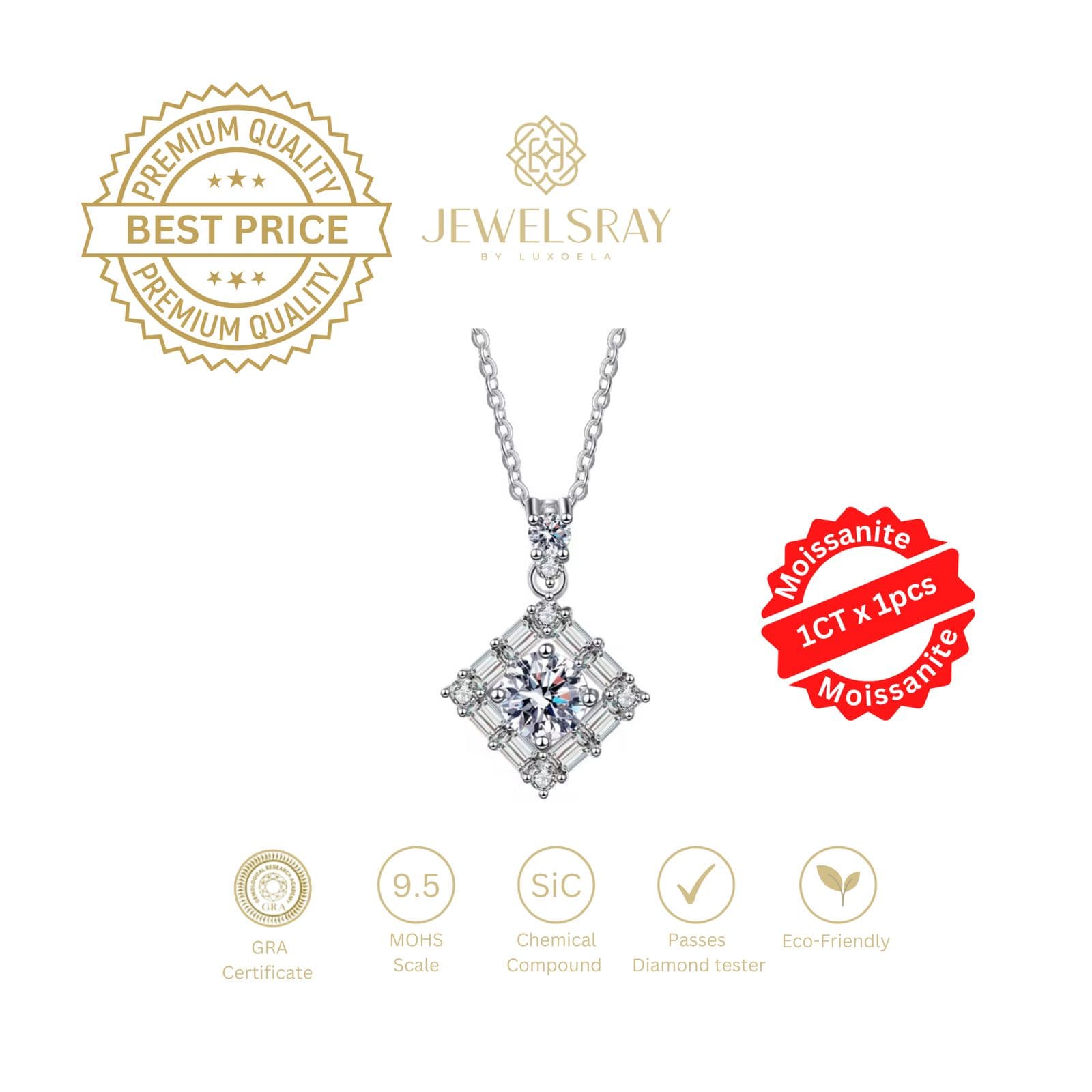 Kalung Diana Moissanite Necklace Perhiasan Elegant Fancy Diamond Look Jewelry Kawin Tunangan Wedding Engagement Lamaran Married Bridal Jewelsray Luxoela Intan Permata