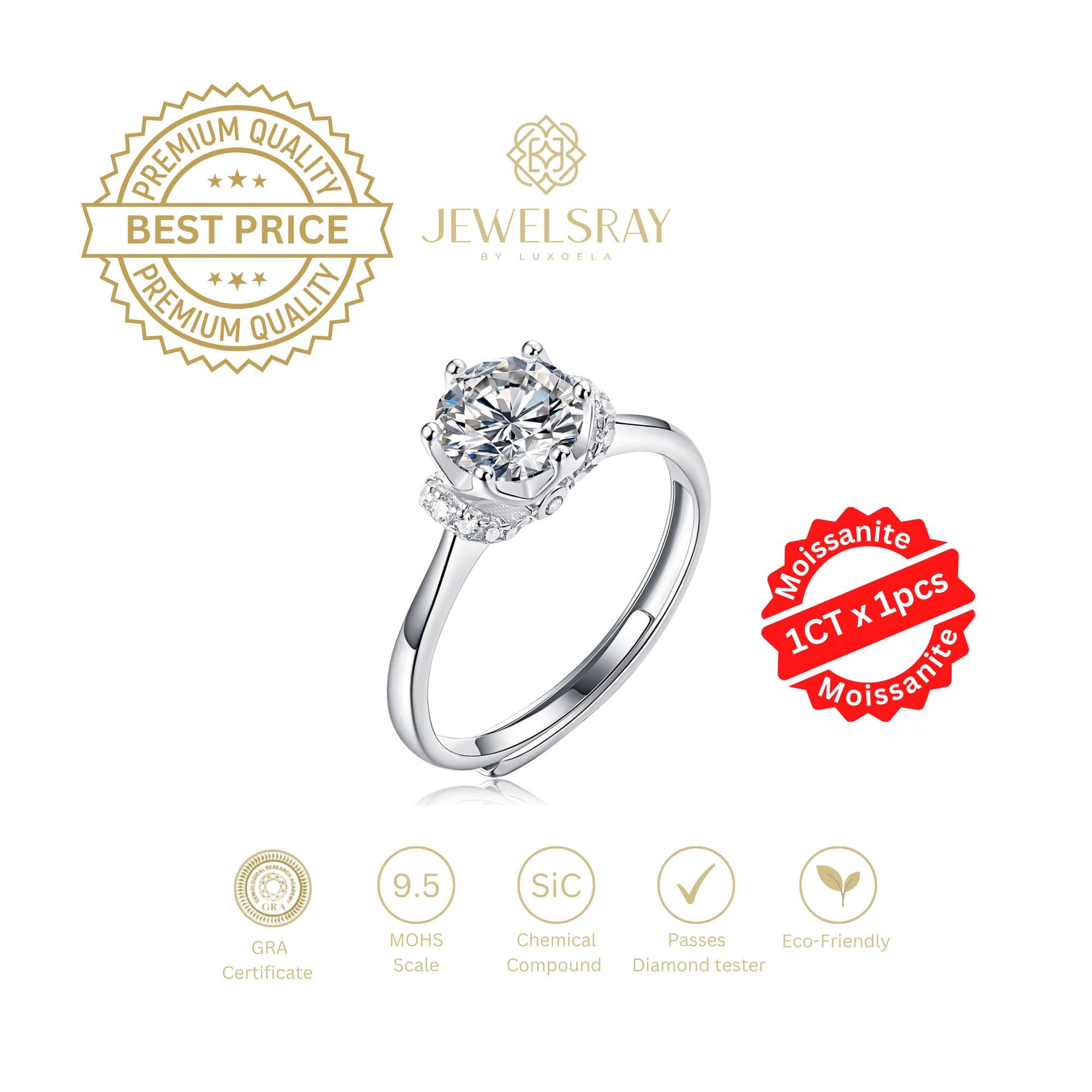 Cincin Lowena Moissanite Ring Diamond Look Lamaran Tunangan Kawin