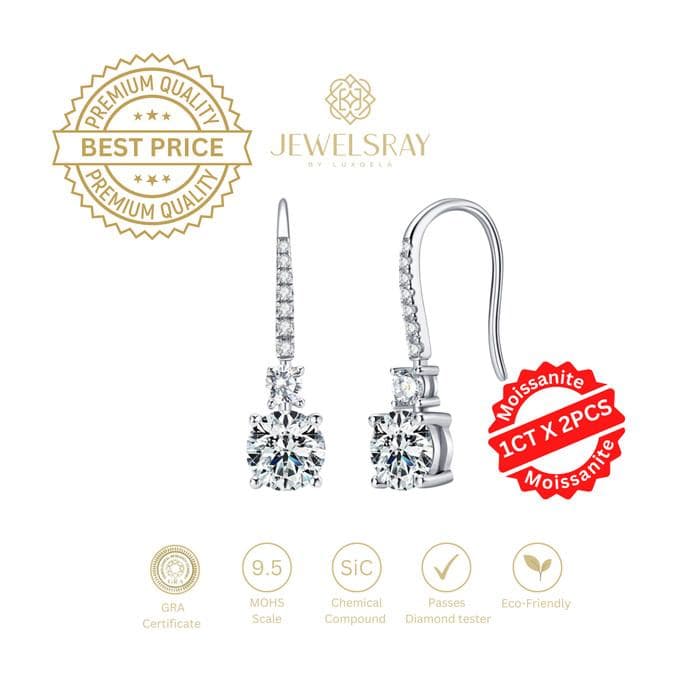 Anting Adison Moissanite Earring Diamond Look Lamaran Tunangan Kawin
