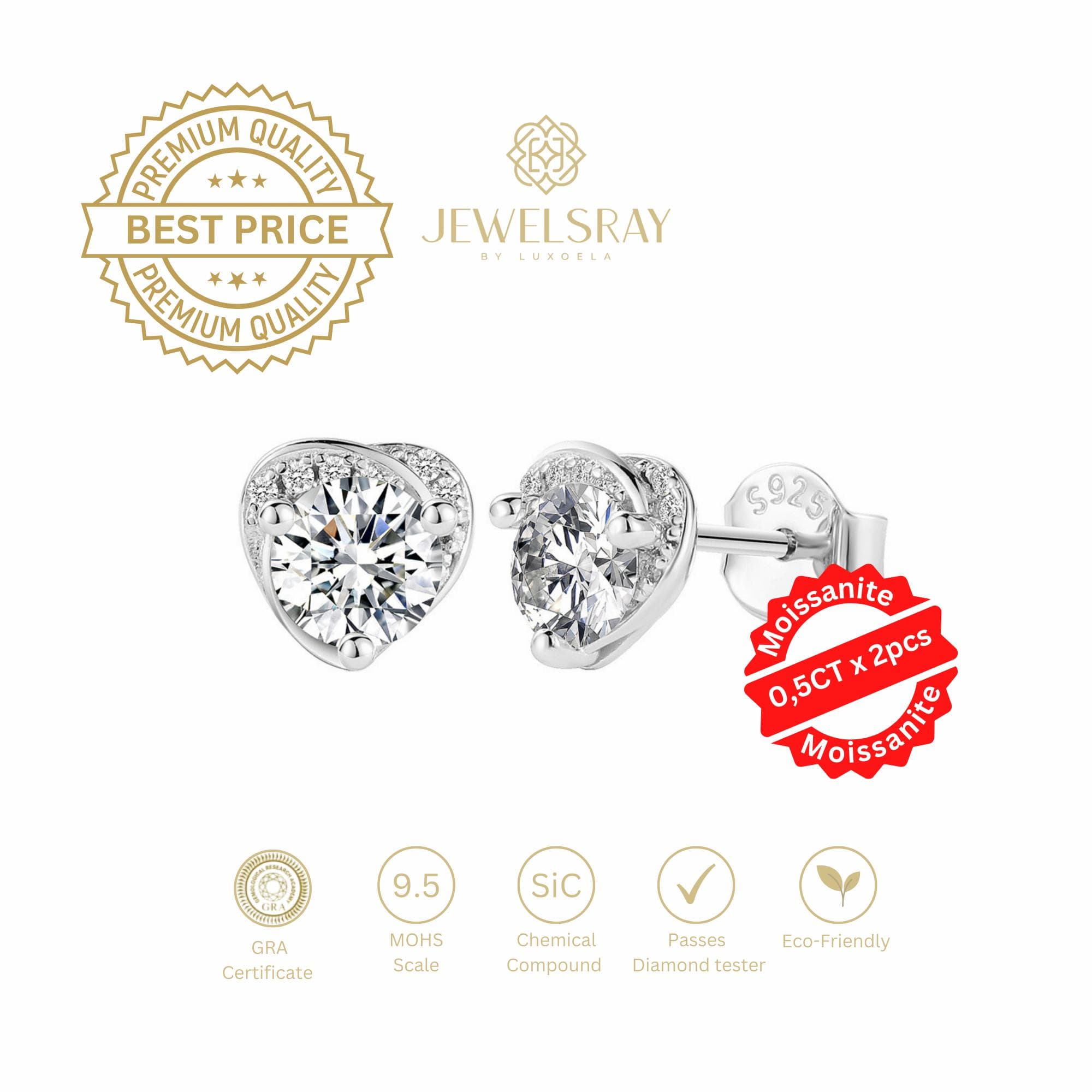 Brice Earrings Moissanite - Diamond Look Anting Berlian Setting Gold