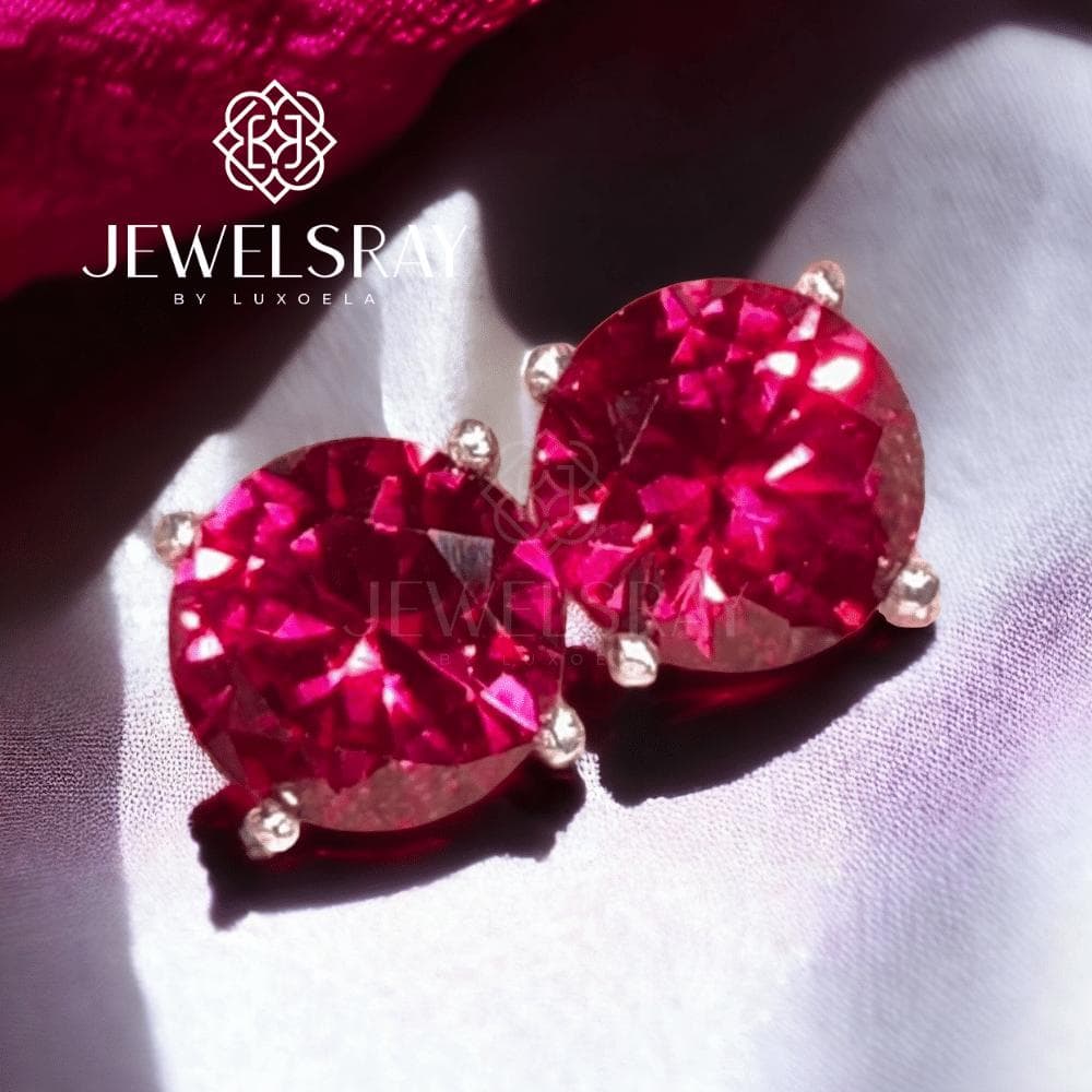 Ruby Earrings - Lab gems permata zircon berlian anting premium merah